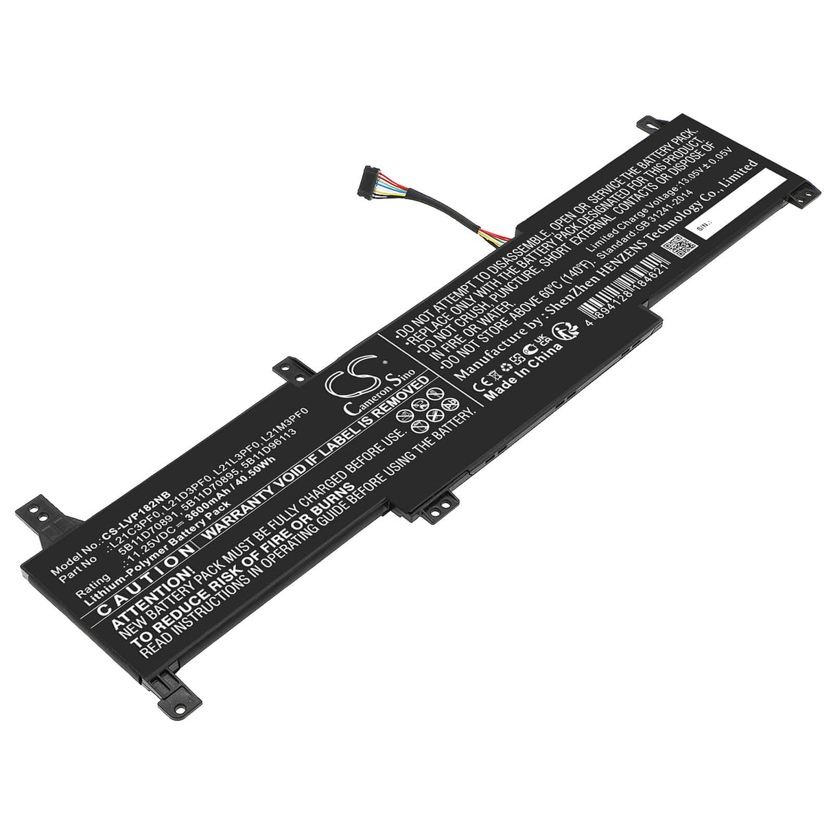 11.25v, Li-polymer, 3600mah, Battery Fits Lenovo, Ideapad 1 14ada7-82r0001nmj, Ideapad 1 14ada7-82r00057lm, 40.50wh Notebook, Laptop Cameron Sino Technology Limited