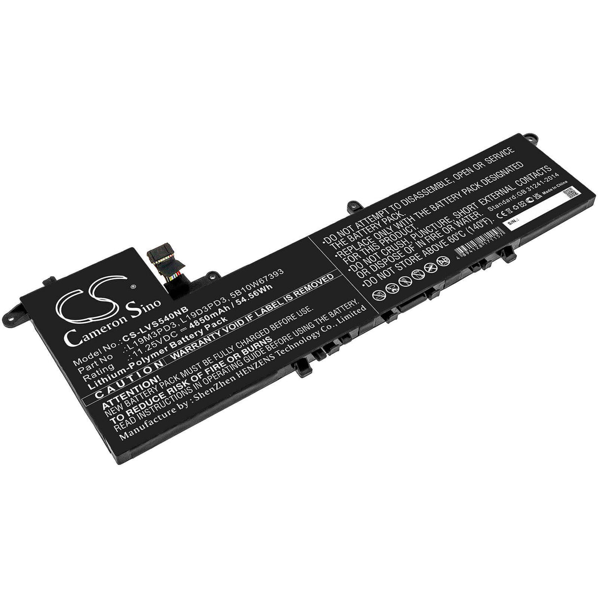 11.25v, Li-polymer, 4850mah, Battery Fit's Lenovo, Ideapad S540 13are, Ideapad S540 13iml, Ideapad S540-13, 54.56wh Notebook, Laptop Cameron Sino Technology Limited