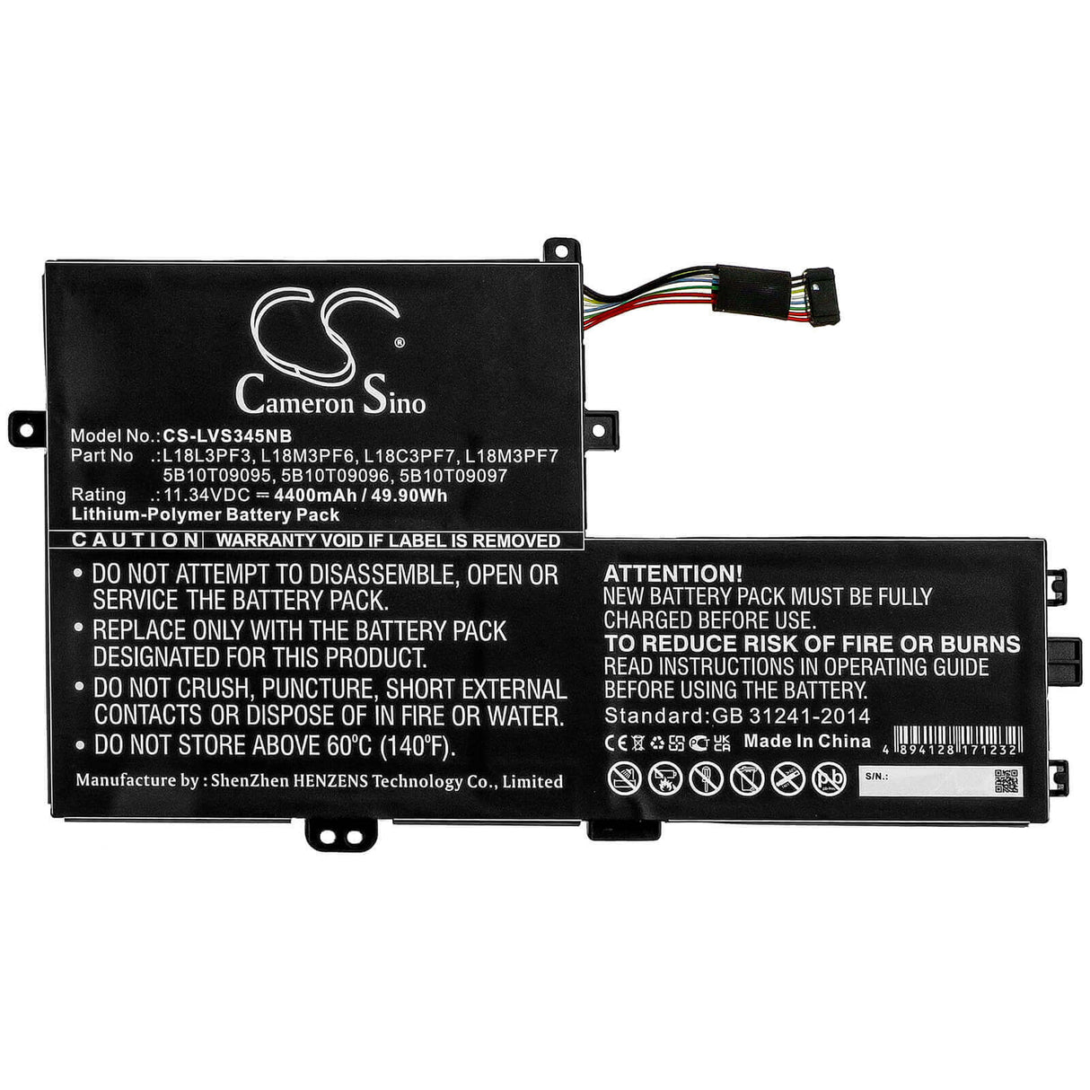 11.34v, Li-polymer, 4400mah, Battery Fit's Lenovo, Ideapad C340 15, Ideapad C340-15iil 81xj0047au, Ideapad C340-15iil 81xj0048au Notebook, Laptop Cameron Sino Technology Limited