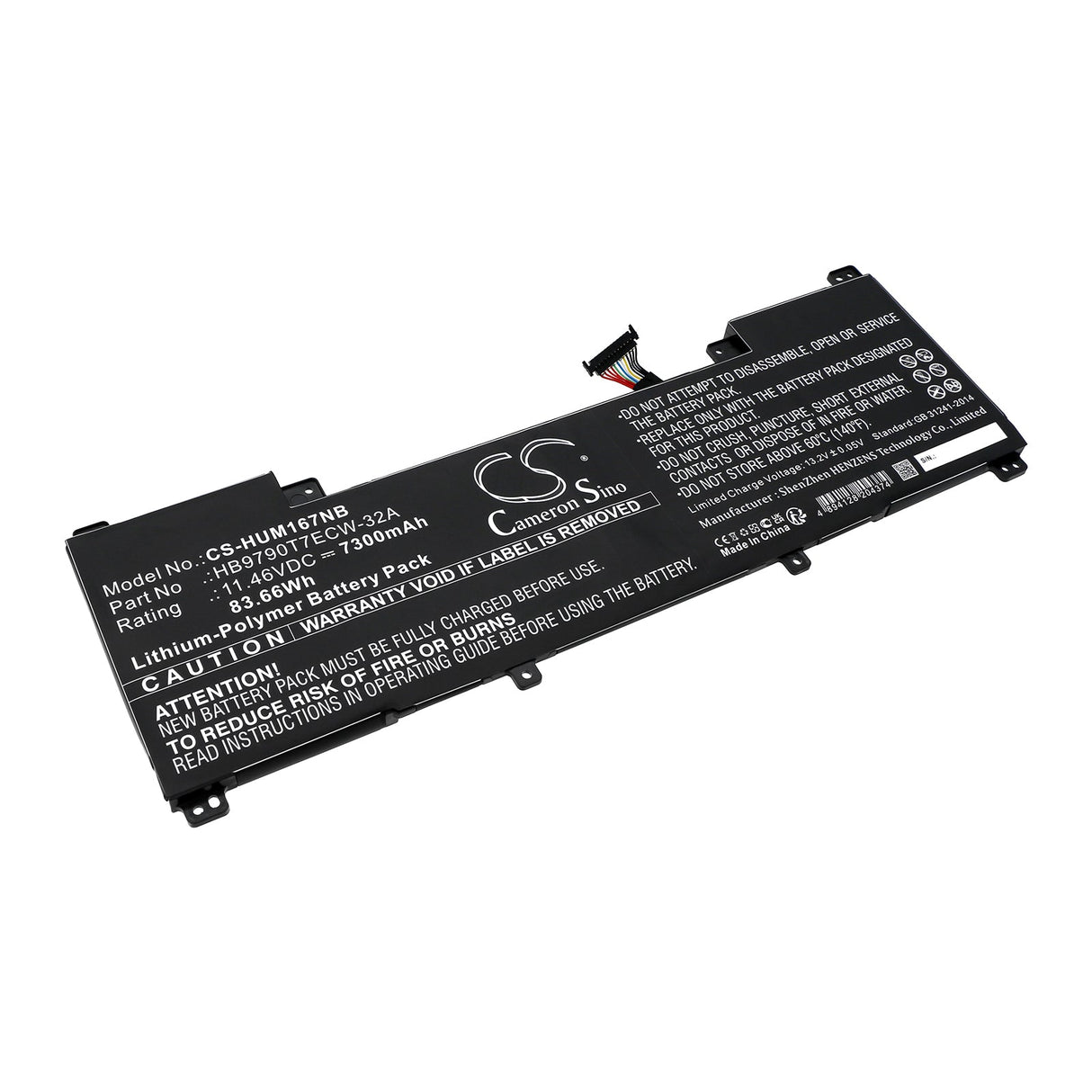 11.46v, Li-polymer, 7300mah, Notebook battery Fits Huawei Matebook 16 Crem-wfd9, Matebook 16 Crem-wfg9, 83.66wh Notebook, Laptop Cameron Sino Technology Limited