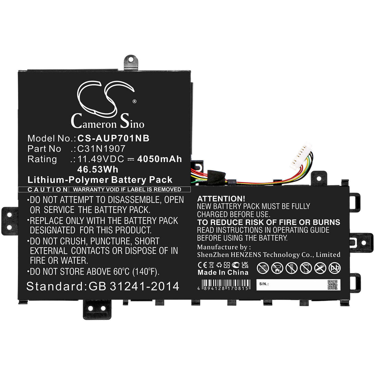 11.49v, Li-polymer, 4050mah, Battery Fit's Asus, Business P1701da, Business P1701da-au017r, Business P1701fa, 46.53wh Notebook, Laptop Cameron Sino Technology Limited