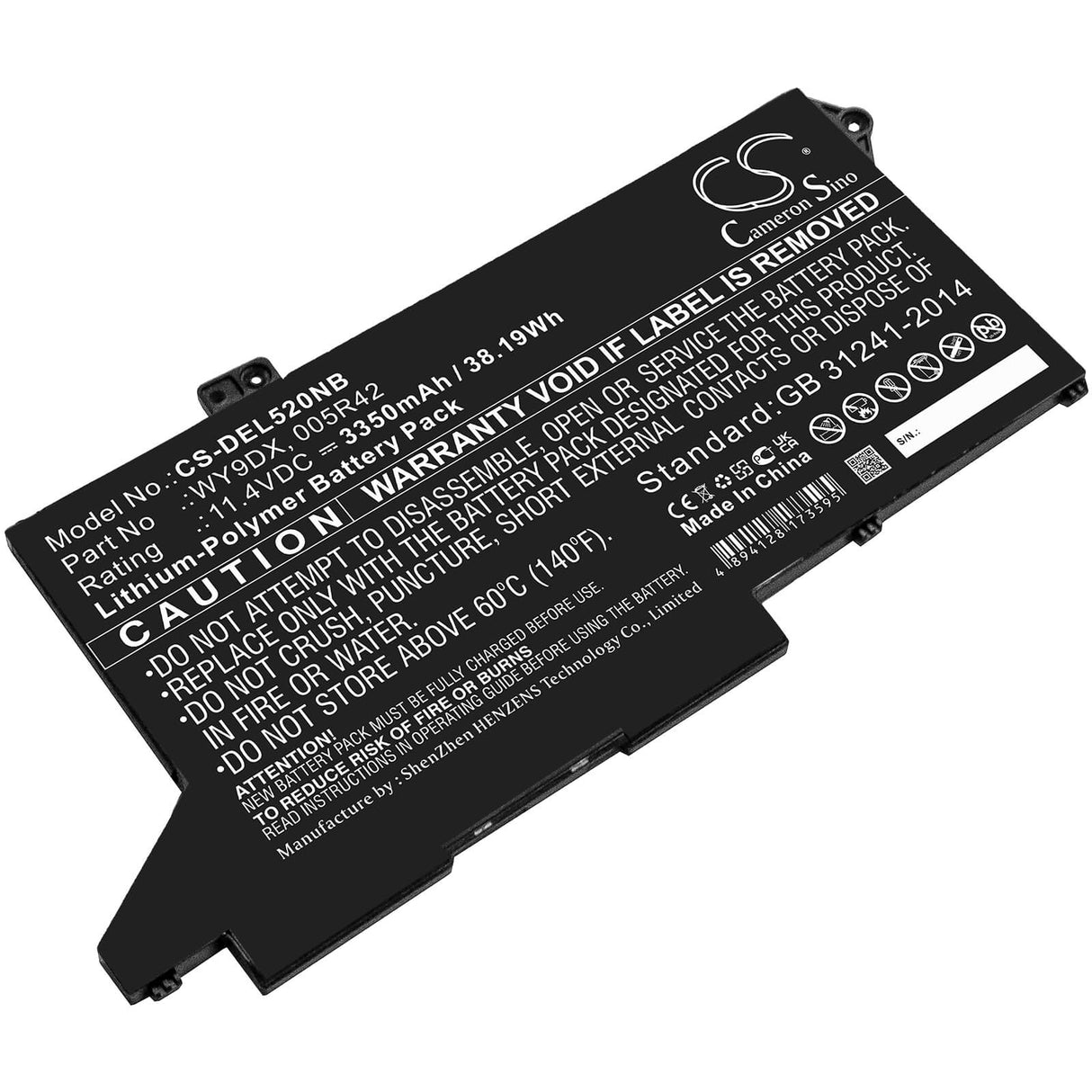 11.4v, 3350mah, Li-polymer Notebook Battery Fit's Dell, Latitude 5420, Latitude 5520, 38.19wh Notebook, Laptop Cameron Sino Technology Limited