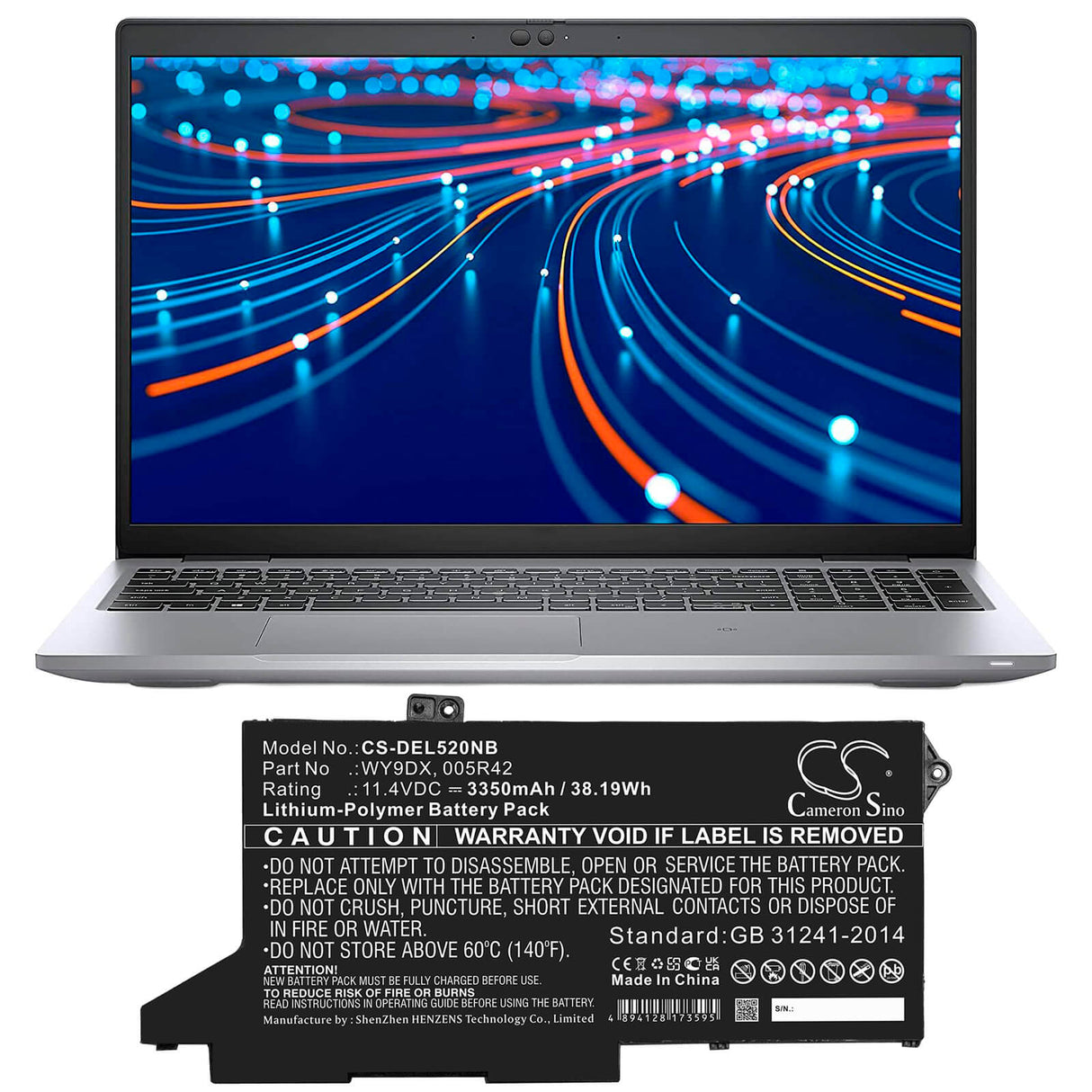 11.4v, 3350mah, Li-polymer Notebook Battery Fit's Dell, Latitude 5420, Latitude 5520, 38.19wh Notebook, Laptop Cameron Sino Technology Limited