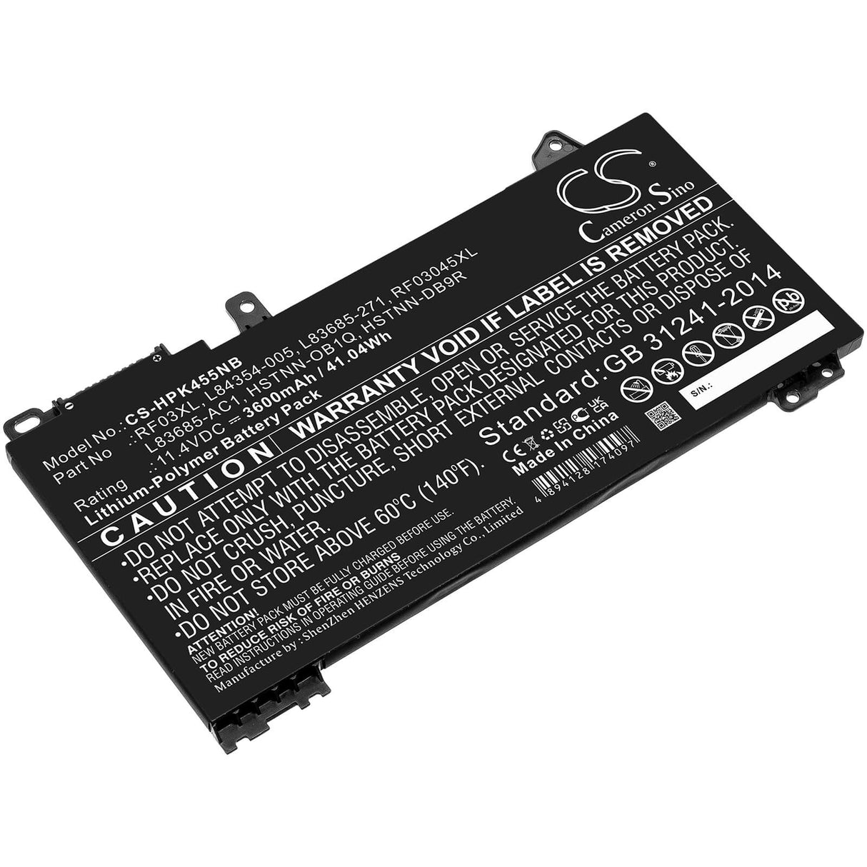 11.4v, 3600mah, Li-polymer Battery Fit's Hp, Pavilion X360 14 Convertible, Probook 455 G7, 41.04wh Notebook, Laptop Cameron Sino Technology Limited