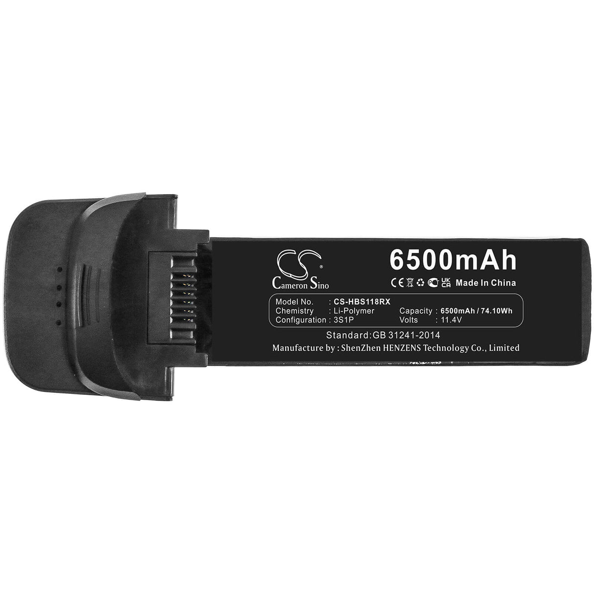 11.4V, Li-Polymer, 6500mAh, Drones battery fits Hubsan, 9834117, Zino Pro Plus, Zino Pro+, 74.1Wh Drones Cameron Sino Technology Limited