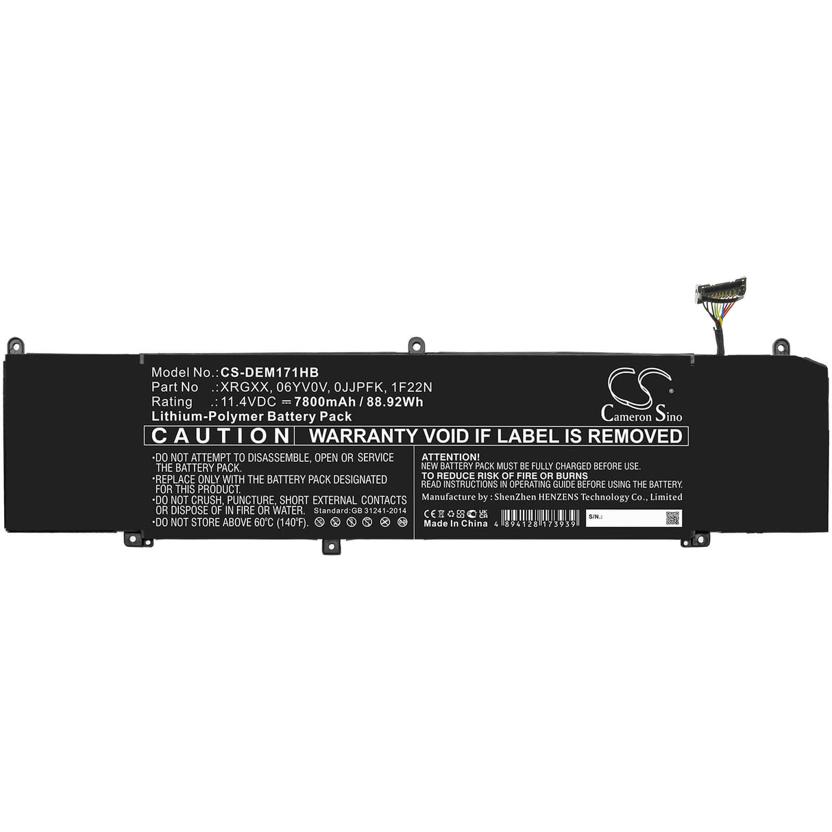 11.4v, 7800mah, Li-polymer Battery Fit's Dell, Alienware 2018 Orion M15, Alienware Alw15m-d1735r, 88.92wh Notebook, Laptop Cameron Sino Technology Limited