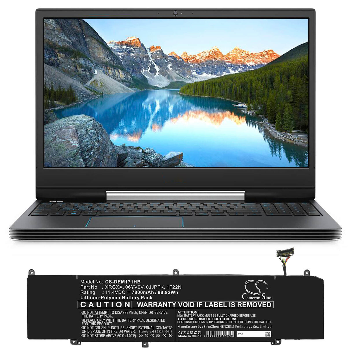 11.4v, 7800mah, Li-polymer Battery Fit's Dell, Alienware 2018 Orion M15, Alienware Alw15m-d1735r, 88.92wh Notebook, Laptop Cameron Sino Technology Limited