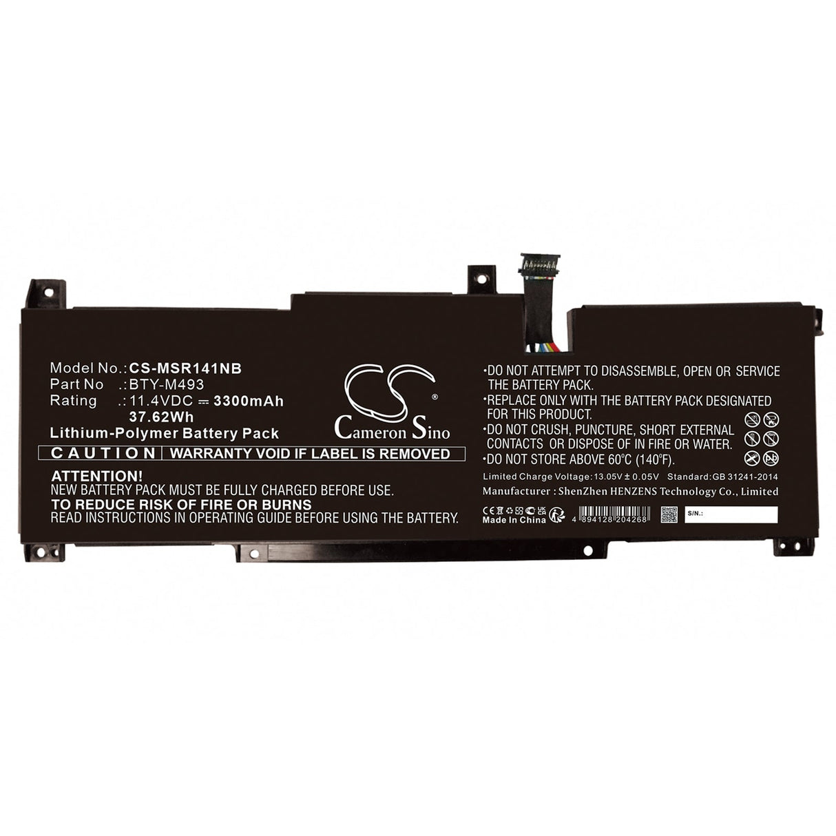 11.4v, Li-ion, 3300mah, Notebook battery Fits MSI Modern 14 B11, Modern 14 B11mou, 37.62wh Notebook, Laptop Cameron Sino Technology Limited