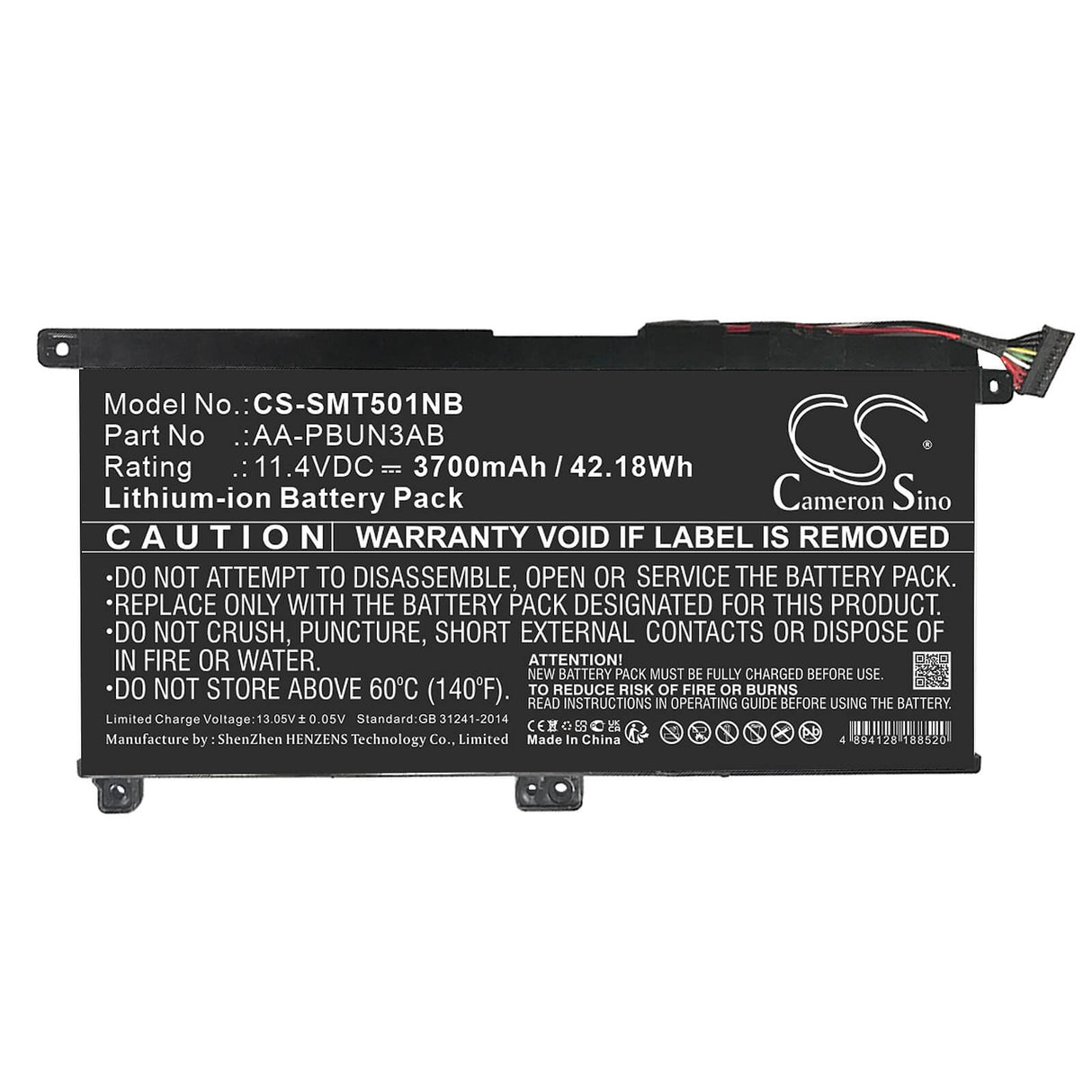 11.4v, Li-ion, 3700mah, Battery Fits Samsung, 300e4m Series, 300e4m-k01, 42.18wh Notebook, Laptop Cameron Sino Technology Limited