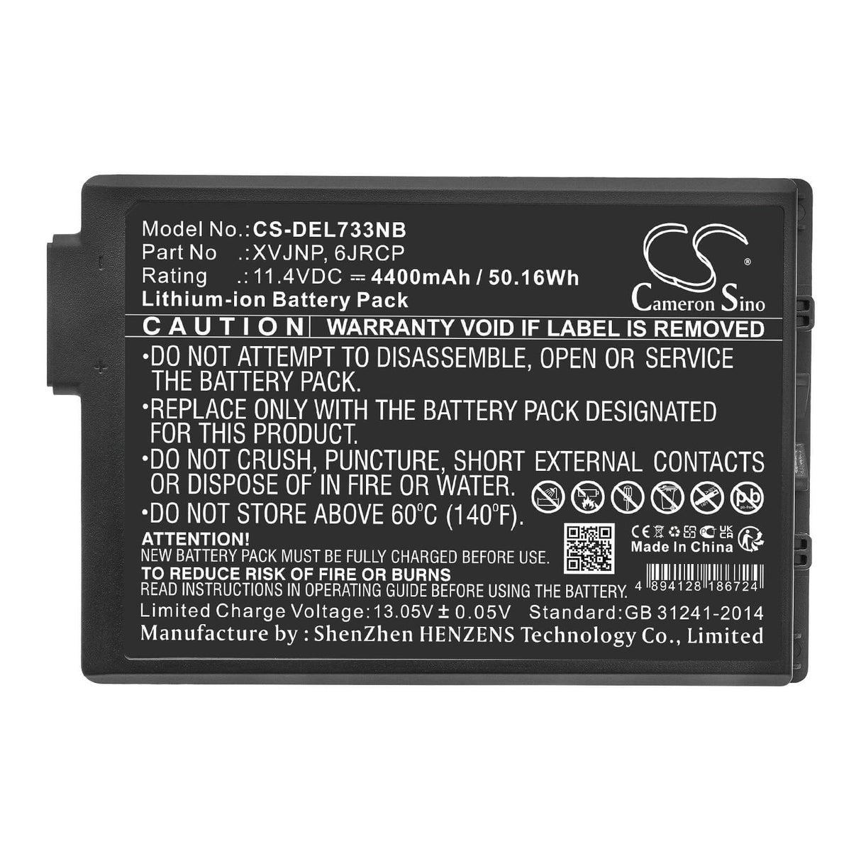 11.4v, Li-ion, 4400mah, Battery Fits Dell, Latitude 5430 Rugged, Latitude 7330 Rugged, 50.16wh Notebook, Laptop Cameron Sino Technology Limited