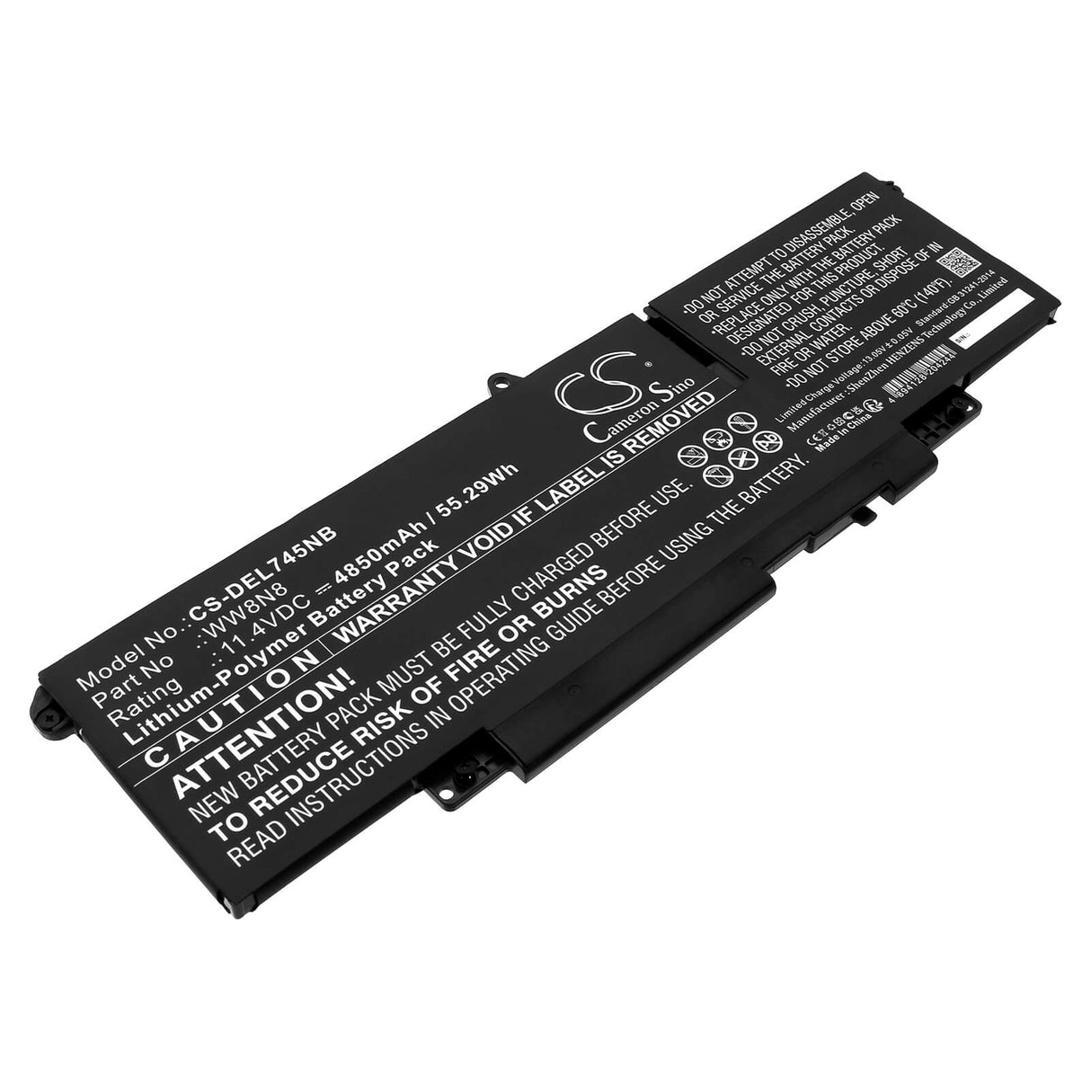 11.4v, Li-ion, 4850mah, Notebook Battery Fits Dell Latitude 7340, 55.29wh Notebook, Laptop Cameron Sino Technology Limited