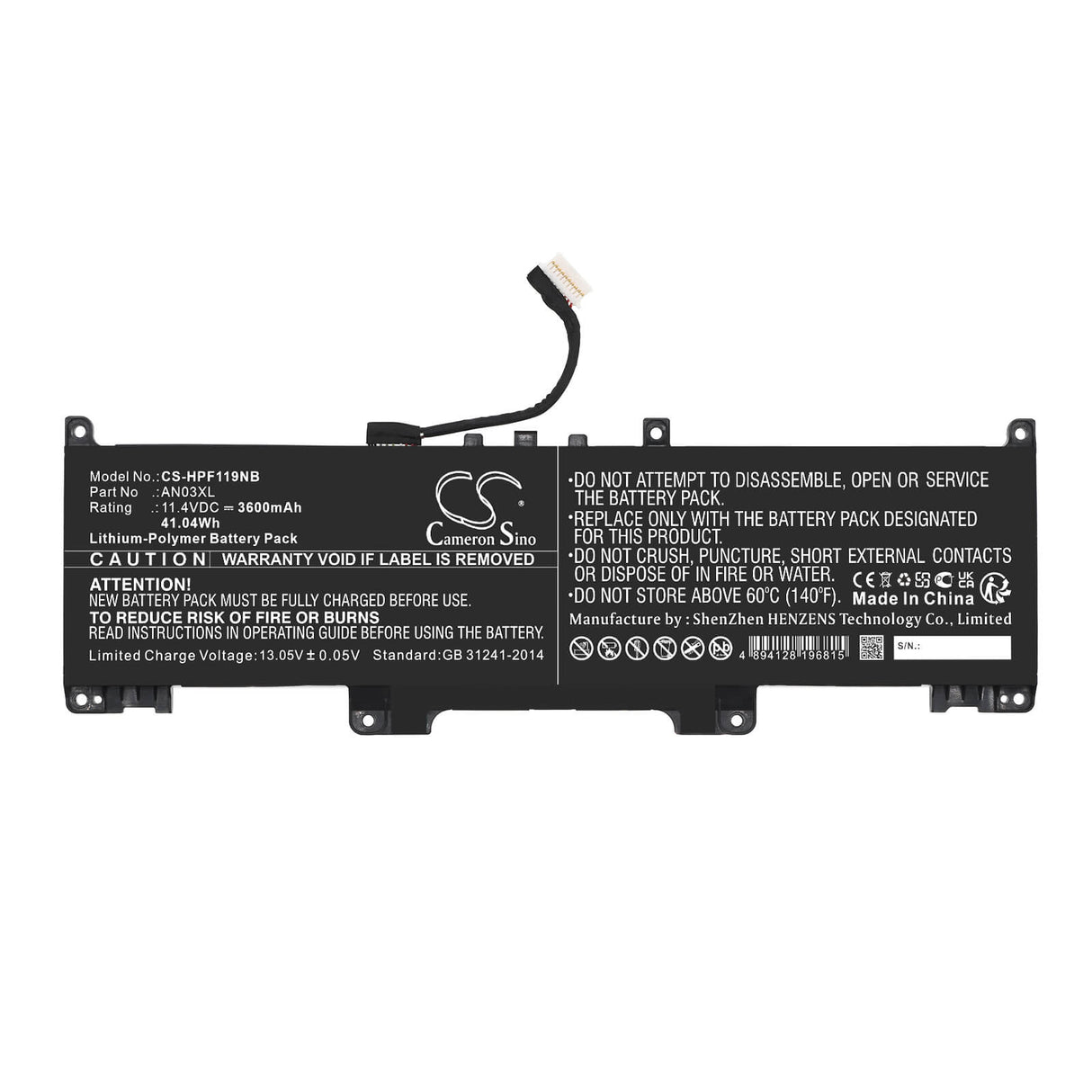 11.4v, Li-polymer, 3600mah, Battery Fits Hp, Pro X360 Fortis 11 G9, Pro X360 Fortis 11 Inch G9 Not, 41.04wh Notebook, Laptop Cameron Sino Technology Limited