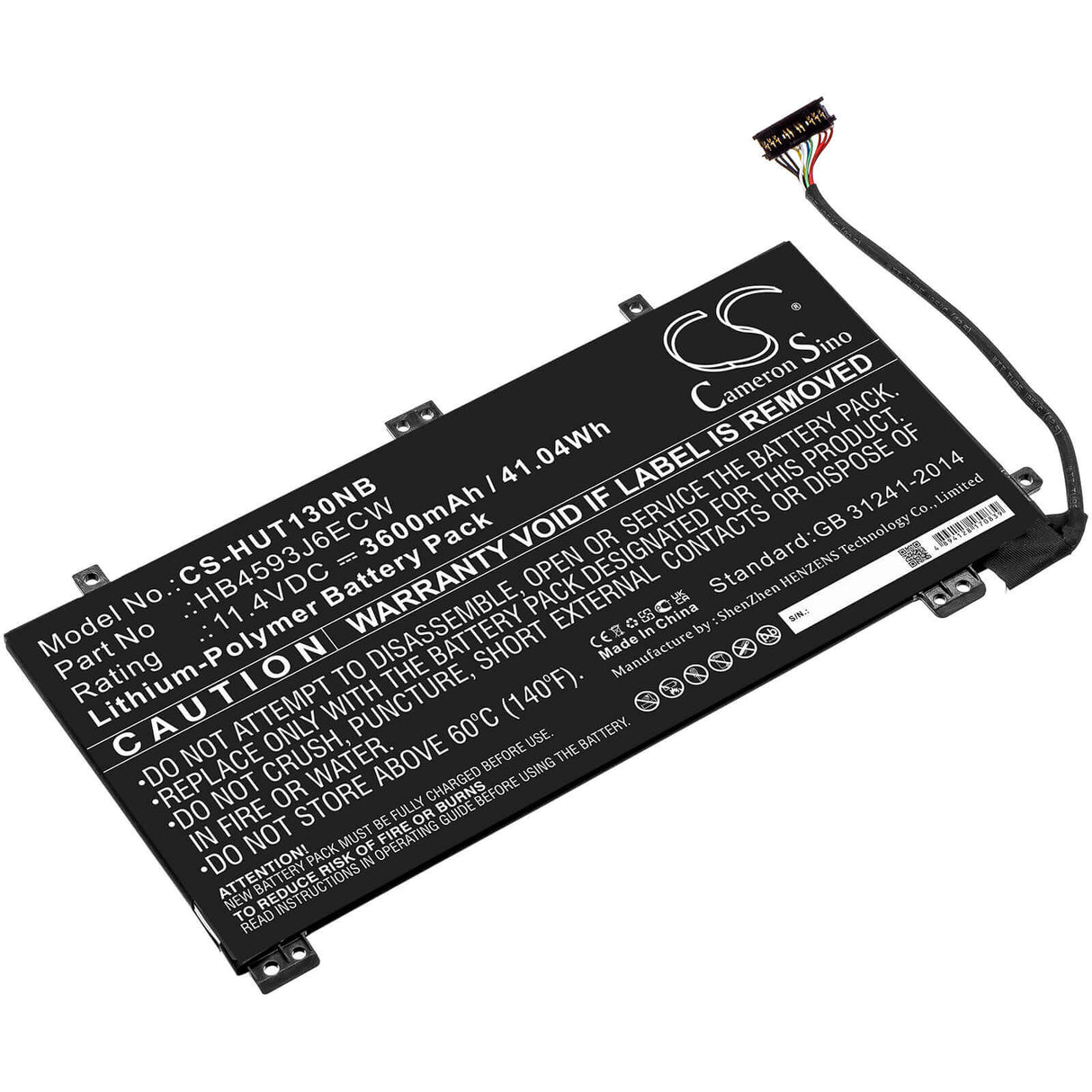 11.4v, Li-polymer, 3600mah, Battery Fit's Huawei, Matebook 13, Matebook 13 I7, Matebook13 2020, 41.04wh Notebook, Laptop Cameron Sino Technology Limited