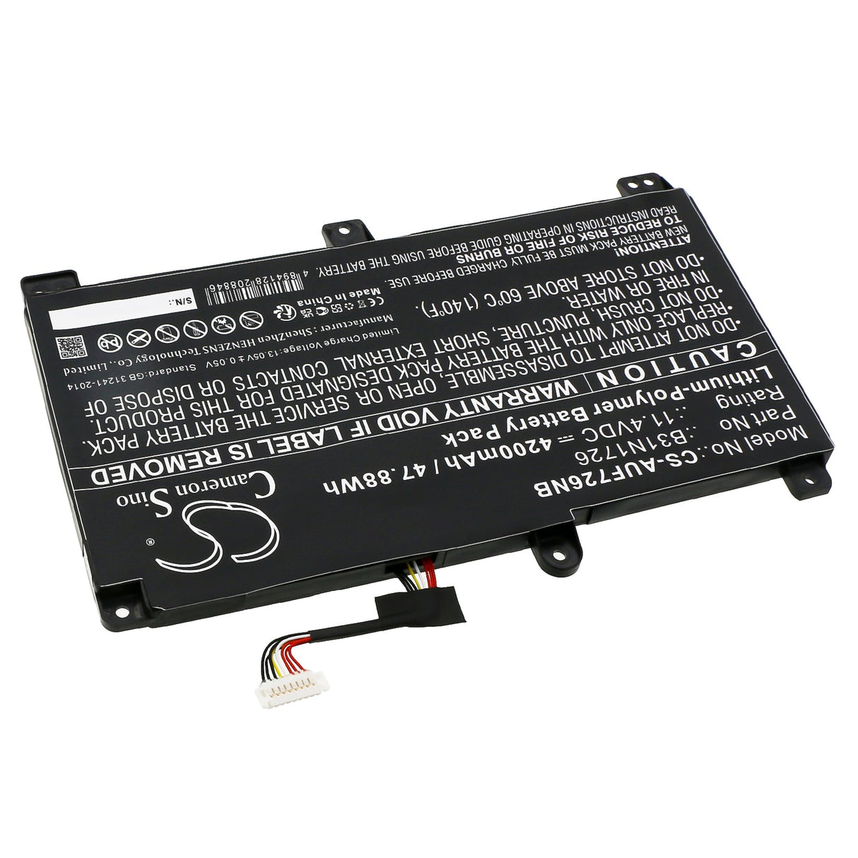 11.4V, Li-Polymère, 4200mAh, Batterie d'ordinateur portable, convient pour Asus, Fx504, Fx504g, 47.88Wh Ordinateur portable, Cameron Sino Technology Limited