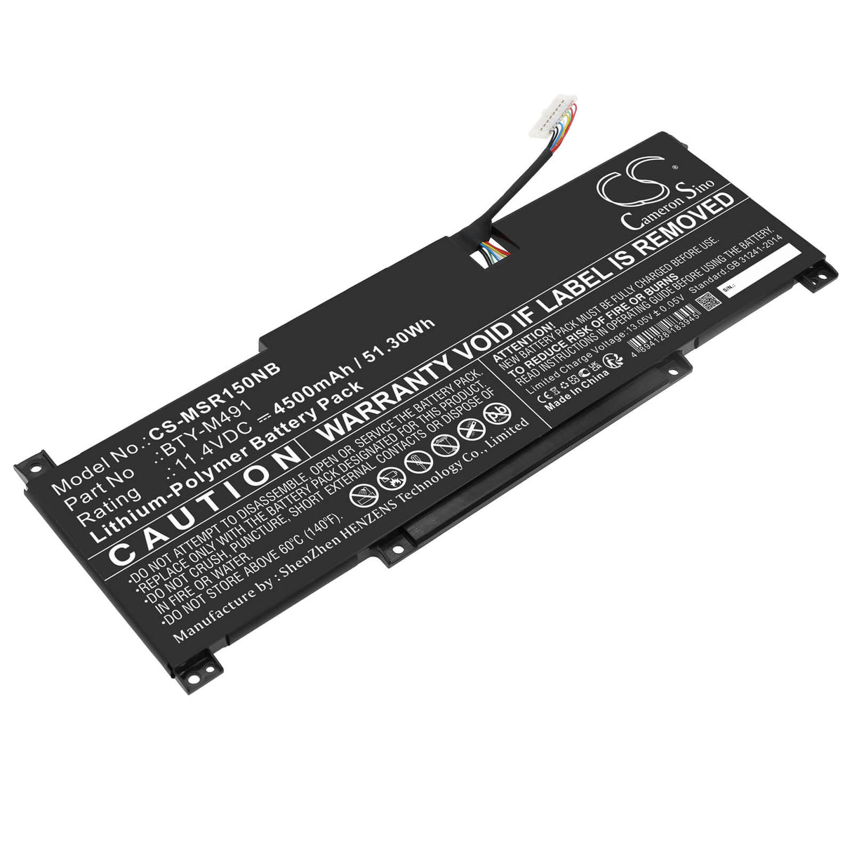 11.4v, Li-polymer, 4500mah, Battery Fits Msi, Modern 15 A10m(ms-1551), Modern 15 A10m-001xfr, 51.30wh Notebook, Laptop Cameron Sino Technology Limited
