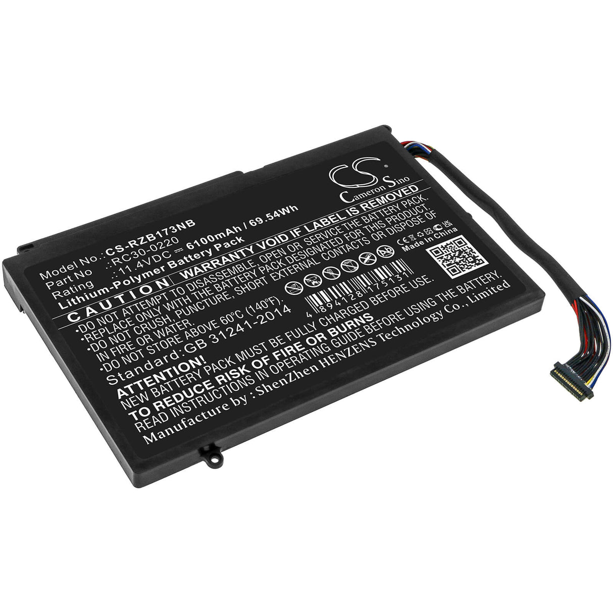 11.4v, Li-polymer, 6100mah, Battery Fits Razer, Blade Pro 17 2019 4k Uhd, Blade Pro 17 2019 Full Hd, 69.54wh Notebook, Laptop Cameron Sino Technology Limited