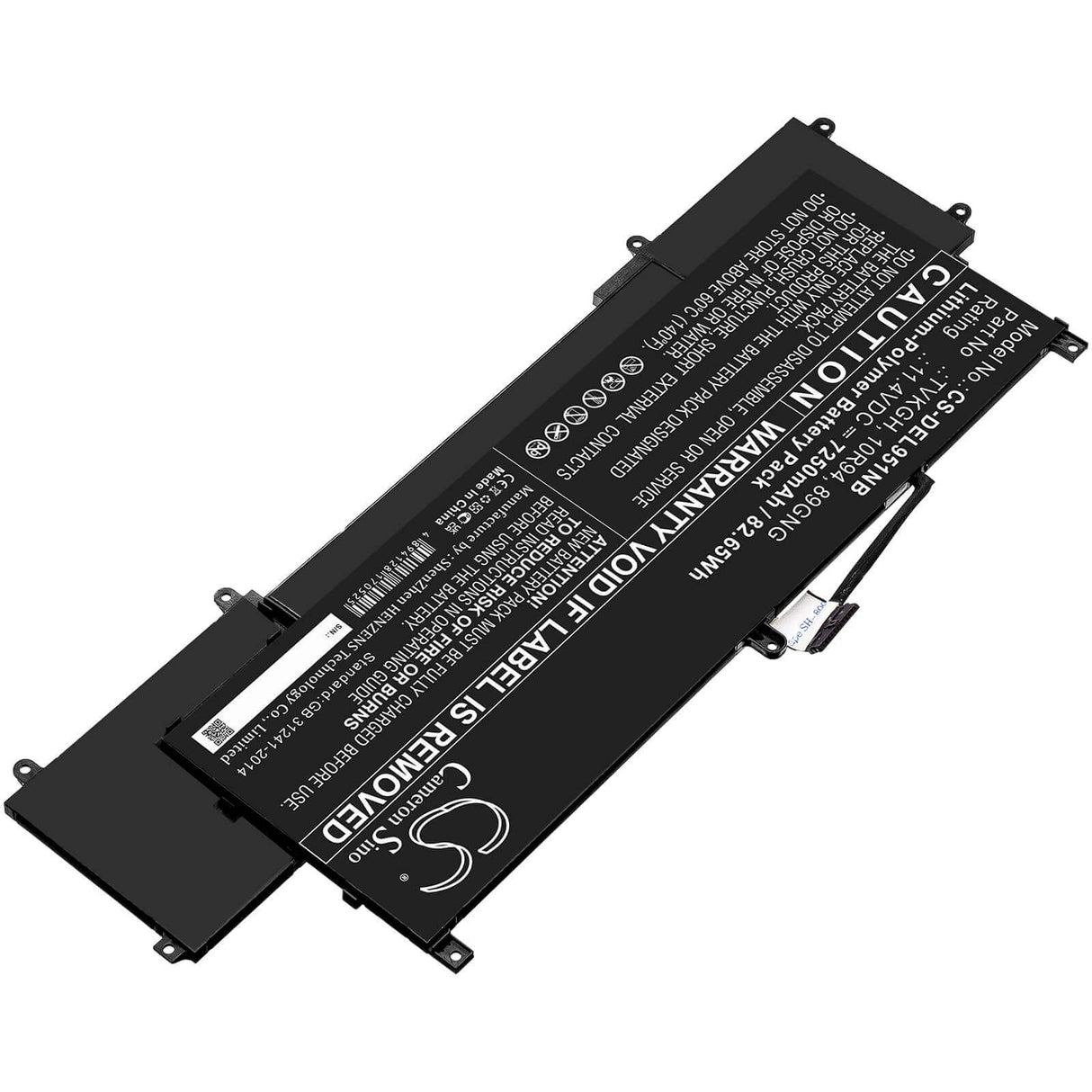 11.4v, Li-polymer, 7250mah, Battery Fit's Dell, Latitude 9510 2-in-1, 82.65wh Notebook, Laptop Cameron Sino Technology Limited