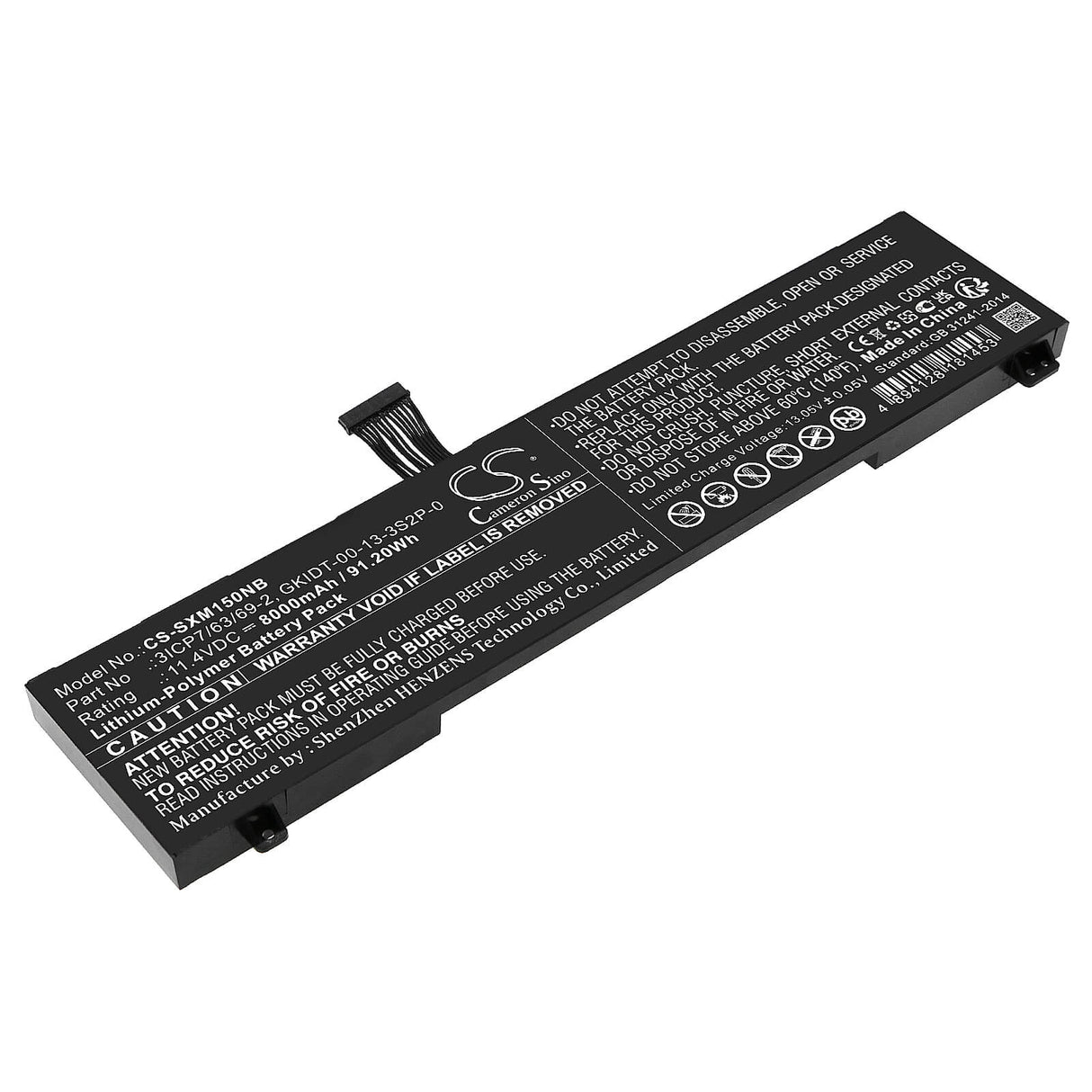 11.4v, Li-polymer, 8000mah, Battery Fits Adata Xpg Xenia 15, Xpg Xenia I7, 91.20wh Notebook, Laptop Cameron Sino Technology Limited