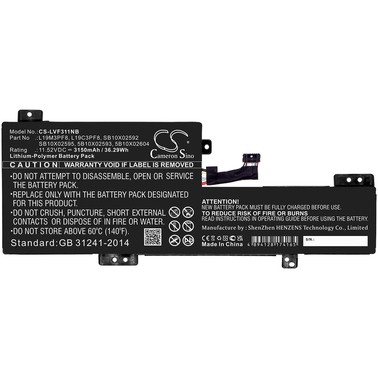11.52v, 3150mah, Li-polymer Battery Fit's Lenovo, Flex 3-11igl05 82b2000xau, Flex 3-11igl05 82b2000yau, 36.29wh Notebook, Laptop Cameron Sino Technology Limited