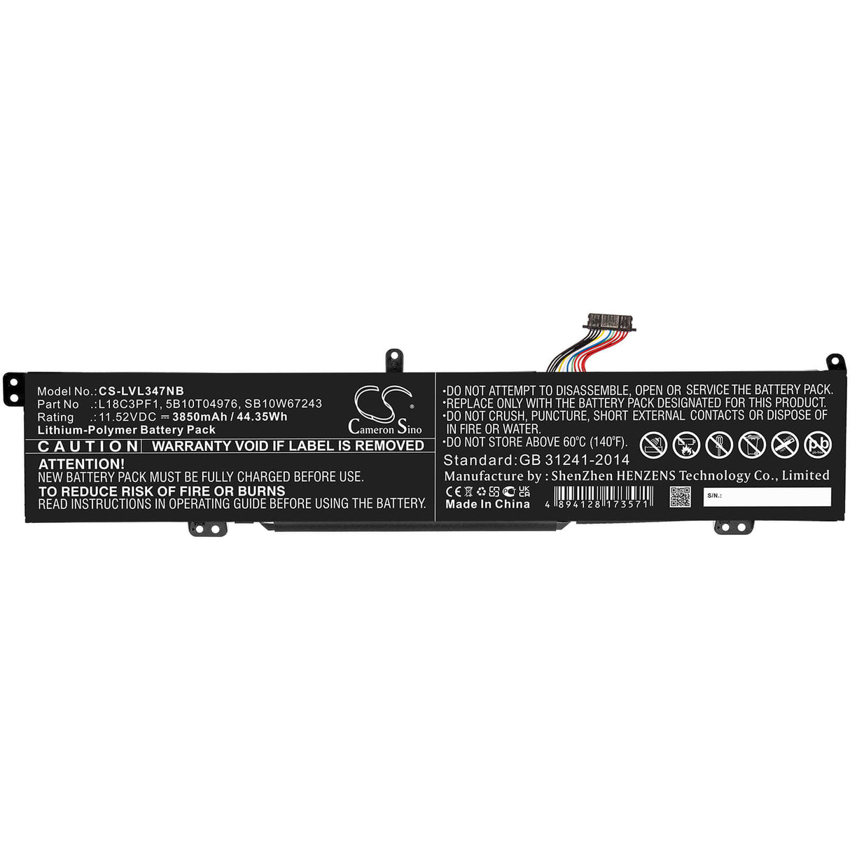 11.52v, 3850mah, Li-polymer Battery Fit's Lenovo, Ideapad L340 15 Gaming, Ideapad L340 17 Gaming, 44.35wh Notebook, Laptop Cameron Sino Technology Limited