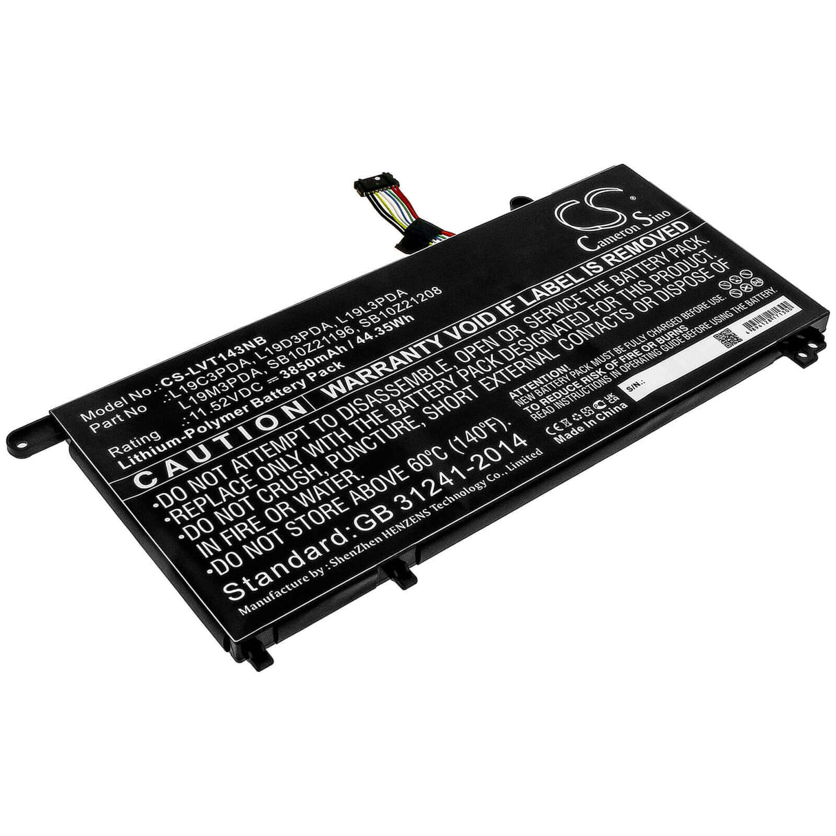 11.52v, Li-polymer, 3850mah, Battery Fit's Lenovo, Fru Tp1415 Lg, Thinkbook 14 G2 Itl, Thinkbook 14 G2 Itl 20vd000amx, 44.35wh Notebook, Laptop Cameron Sino Technology Limited