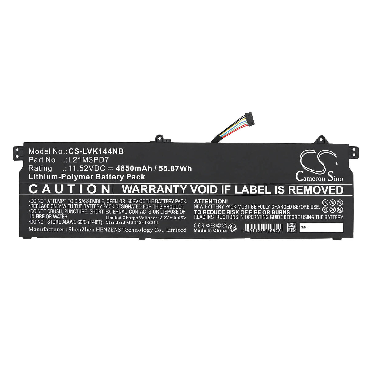 11.52V, Li-Polymer, 4850mAh, Battery fits Lenovo, 21cy0037sa, Thinkbook 14 G4+iap, 55.87Wh Notebook, Laptop Cameron Sino Technology Limited