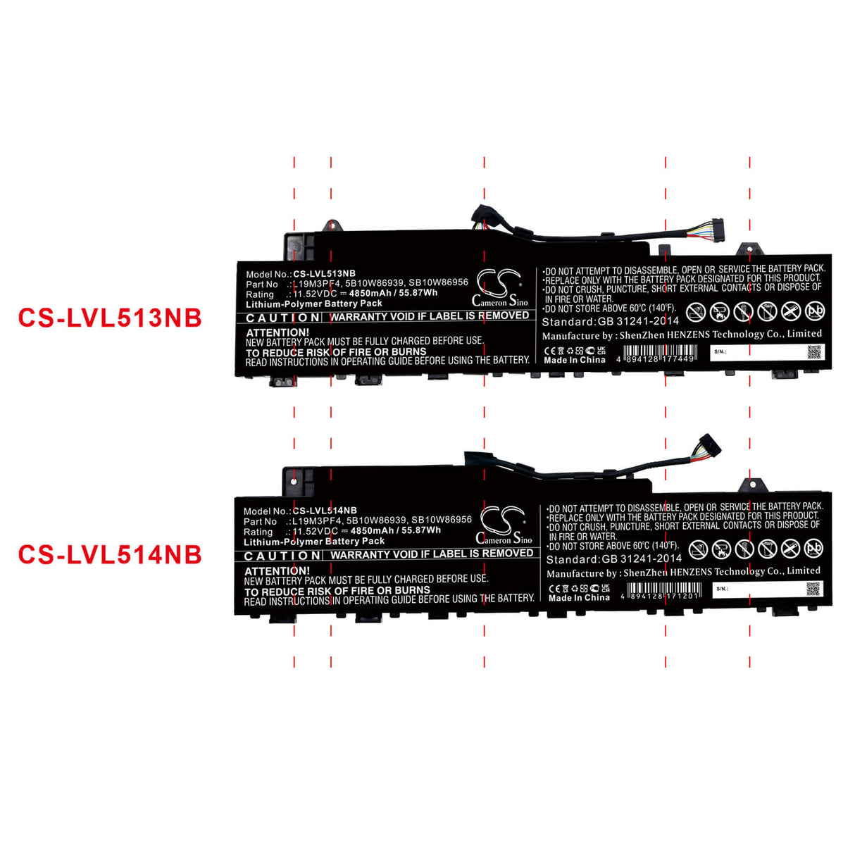 11.52v, Li-polymer, 4850mah, Battery Fits Lenovo, Ducati 5 82es000dau, Ideapad 5 14are05, 55.87wh Notebook, Laptop Cameron Sino Technology Limited