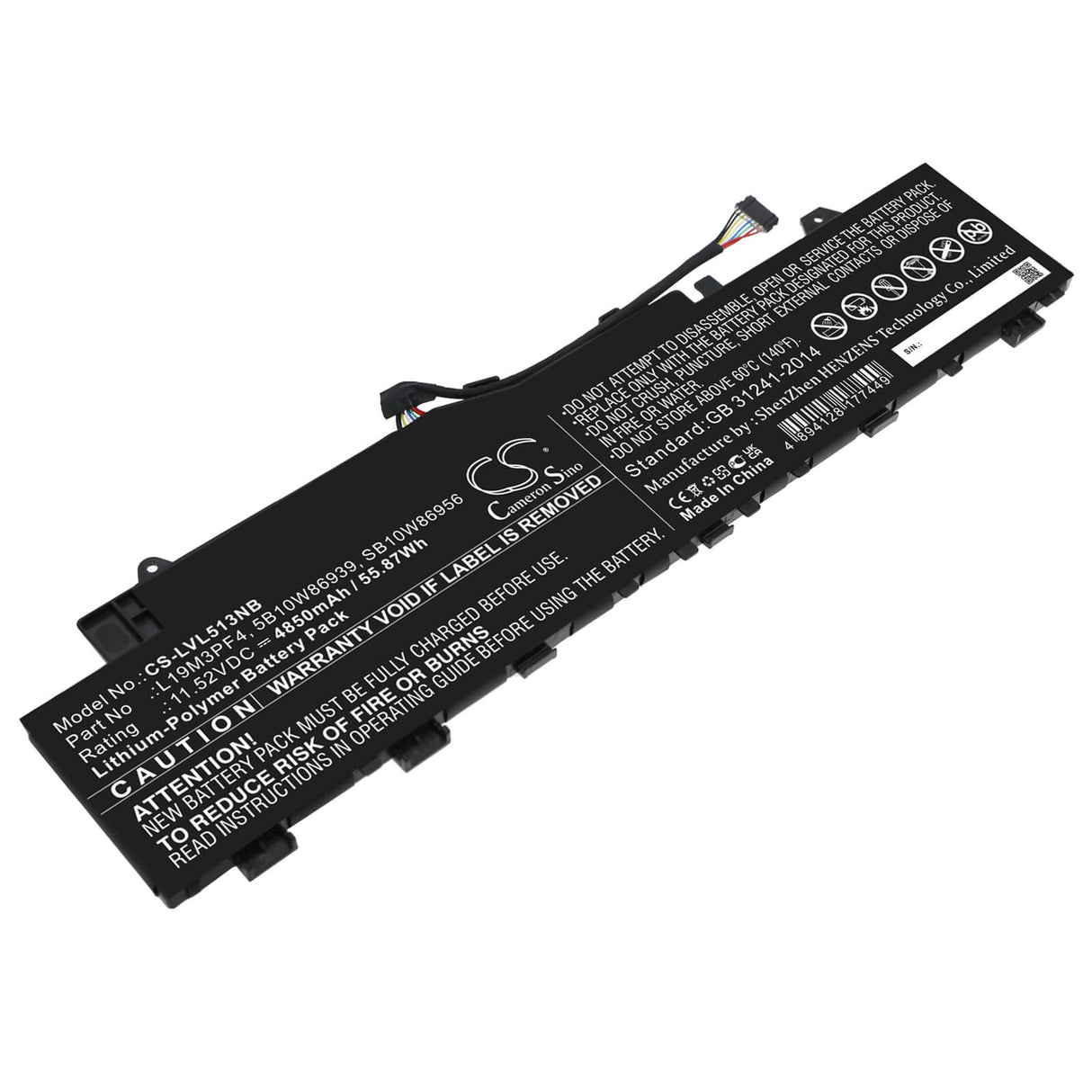 11.52v, Li-polymer, 4850mah, Battery Fits Lenovo, Ducati 5 82es000dau, Ideapad 5 14are05, 55.87wh Notebook, Laptop Cameron Sino Technology Limited