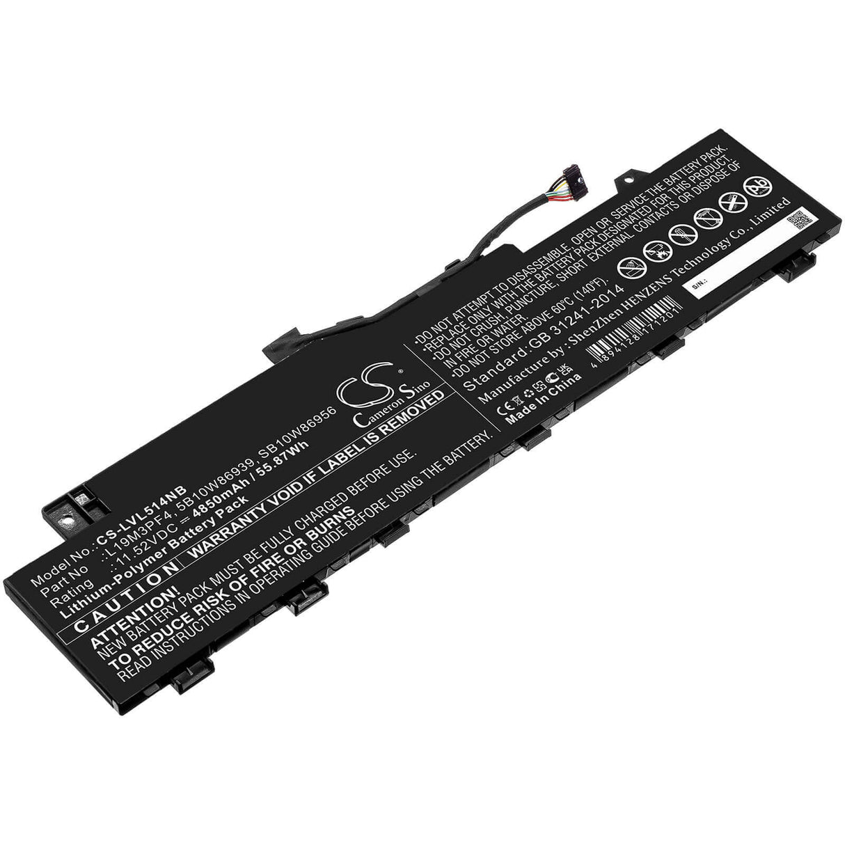11.52v, Li-polymer, 4850mah, Battery Fit's Lenovo, Ducati 5 82es000dau, Ideapad 5 14are05, Ideapad 5 15are05-81yq002bmh, 55.87wh Notebook, Laptop Cameron Sino Technology Limited