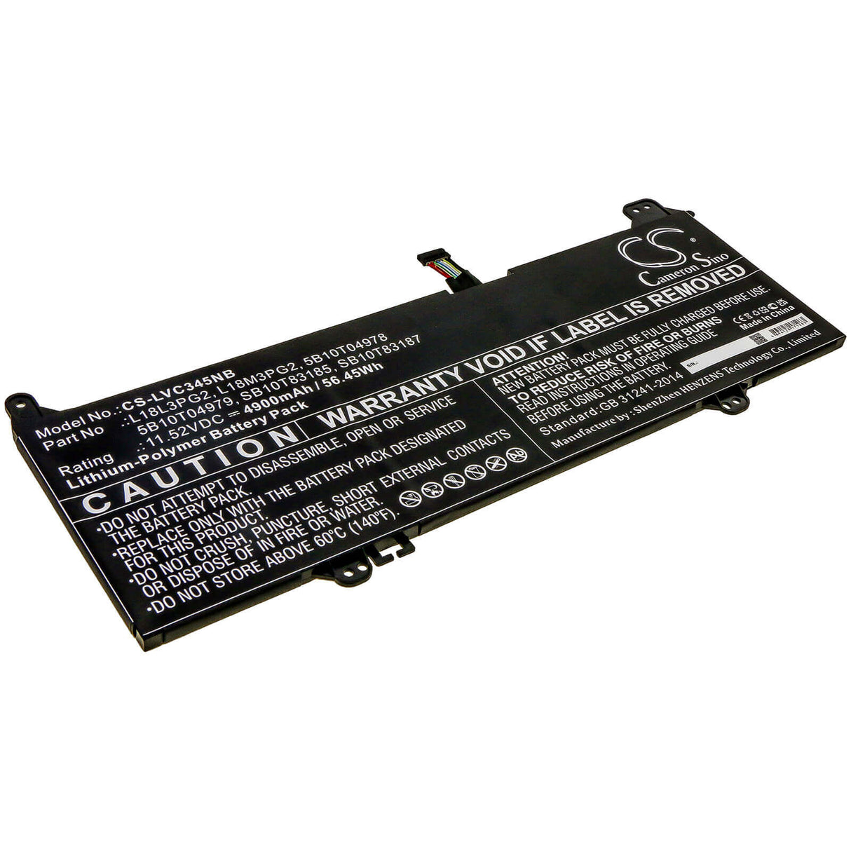 11.52v, Li-polymer, 4900mah, Battery Fit's Lenovo, L18d3pg2, 14e Chromebook 81mh0011au 56.45wh Notebook, Laptop Cameron Sino Technology Limited