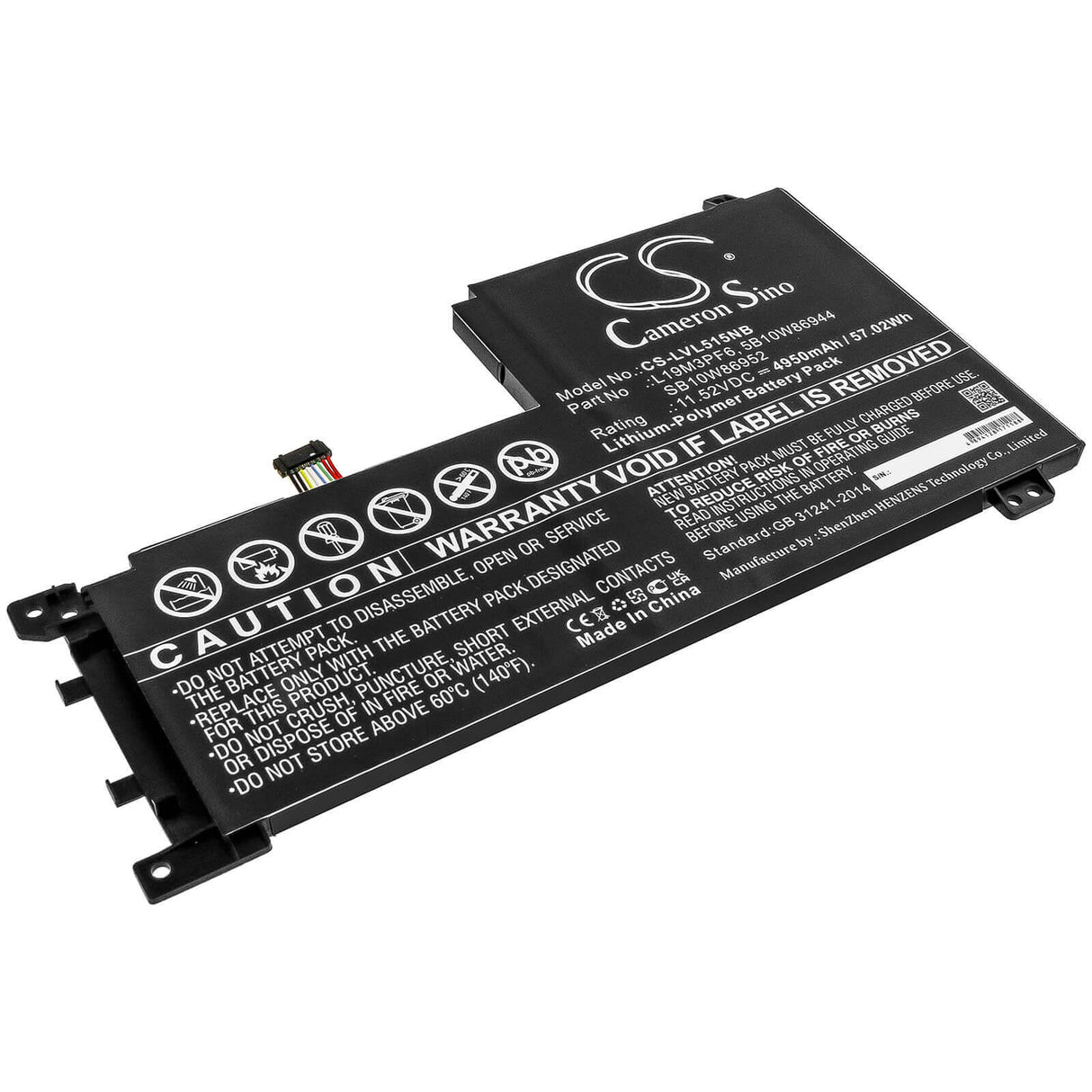 11.52v, Li-polymer, 4950mah, Battery Fit's Lenovo, Ideapad 5-15iil05, Ideapad 5-15iil05 81y, Ideapad 5-15iil05 81yk0038mx, 57.02 Notebook, Laptop Cameron Sino Technology Limited