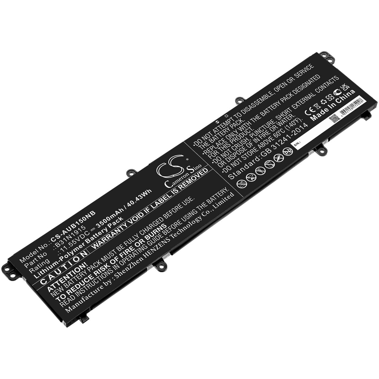11.55v, 3500mah, Li-polymer Notebook Battery Fit's Asus, Expertbook B1 B1400ceae, Expertbook B1 B1400ceae-51ehdp, 40.43wh Notebook, Laptop Cameron Sino Technology Limited