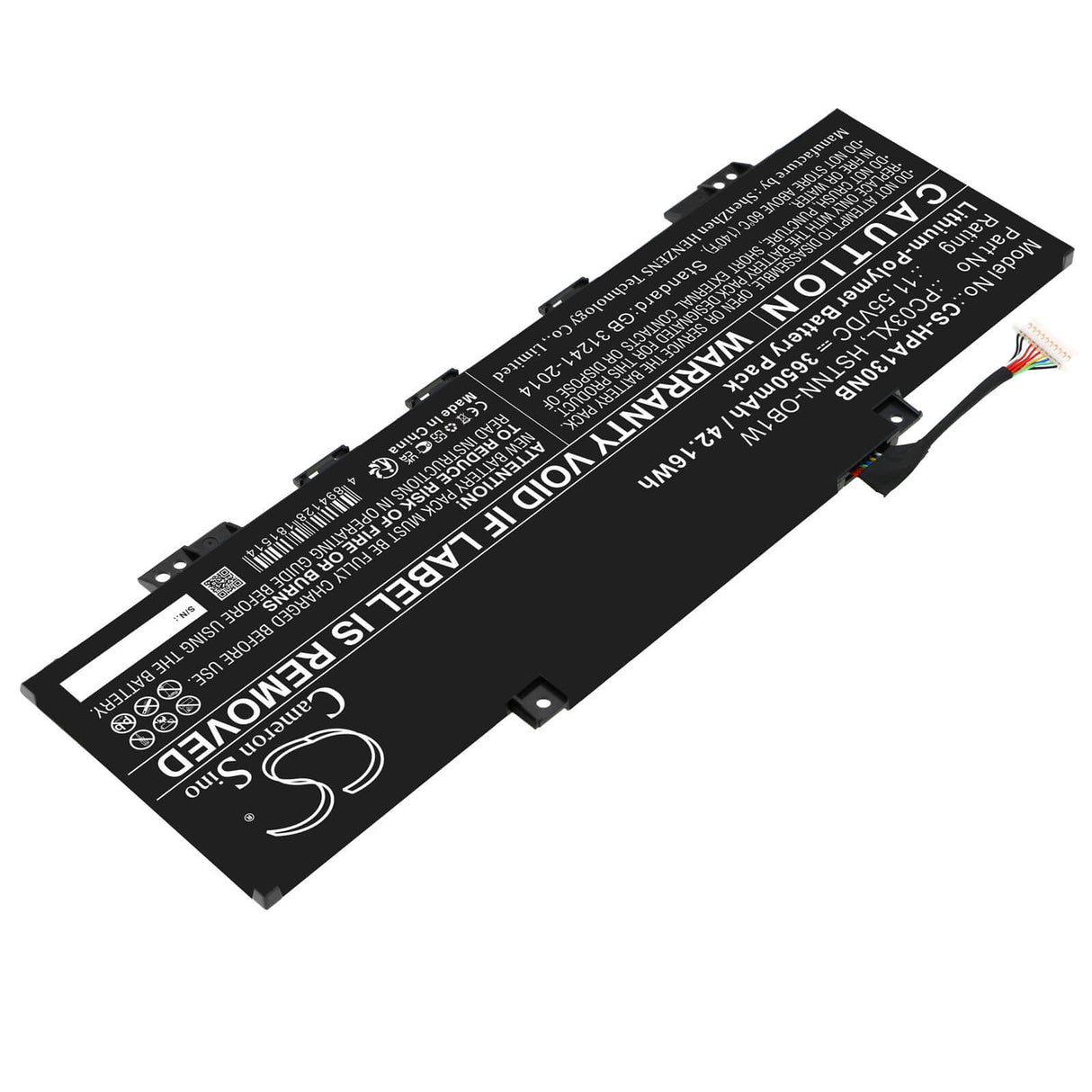 11.55v, Li-polymère, 3650mah, Batterie adaptée pour HP Pavilion Aero 13 Be0097nr, Pavilion Aero 13-be0000ns, 42.16wh Notebook, Laptop Cameron Sino Technology Limited