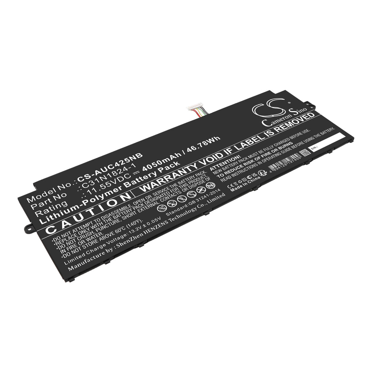 11.55v, Li-polymer, 4050mah, Notebook battery Fits Asus, C433ta, Chromebook C425ta, 46.78wh Notebook, Laptop Cameron Sino Technology Limited