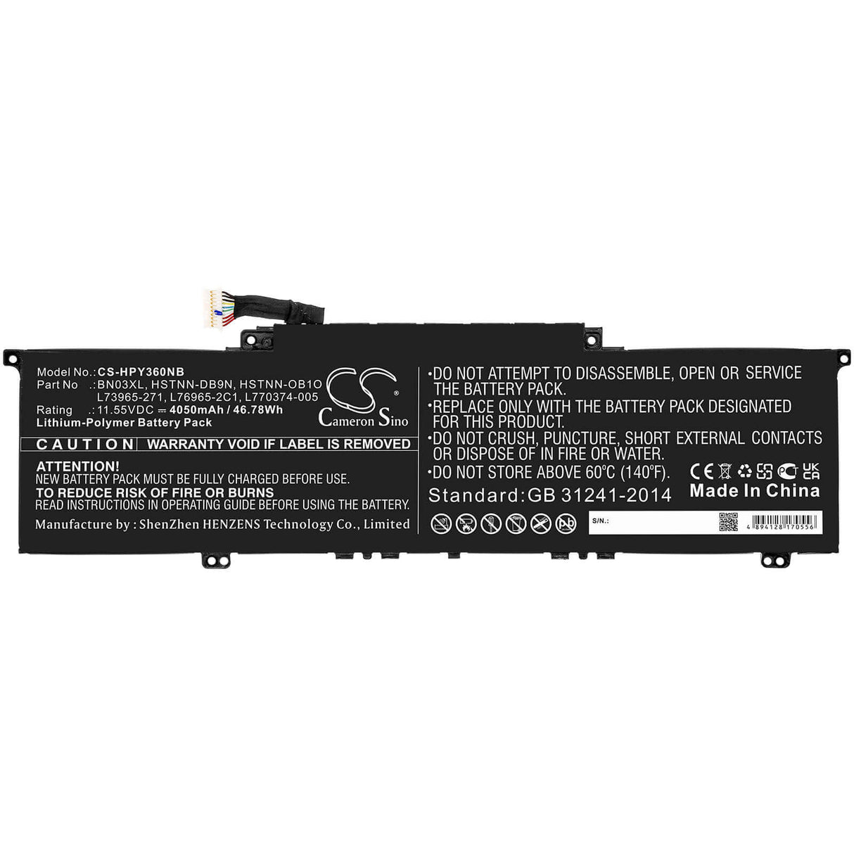 11.55v, Li-polymer, 4050mah, Battery Fit's HP Envy 15-es2003ca, Envy 13 13-ba0004nu, Envy 13 13-ba0010nr, 46.78wh Notebook, Laptop Cameron Sino Technology Limited