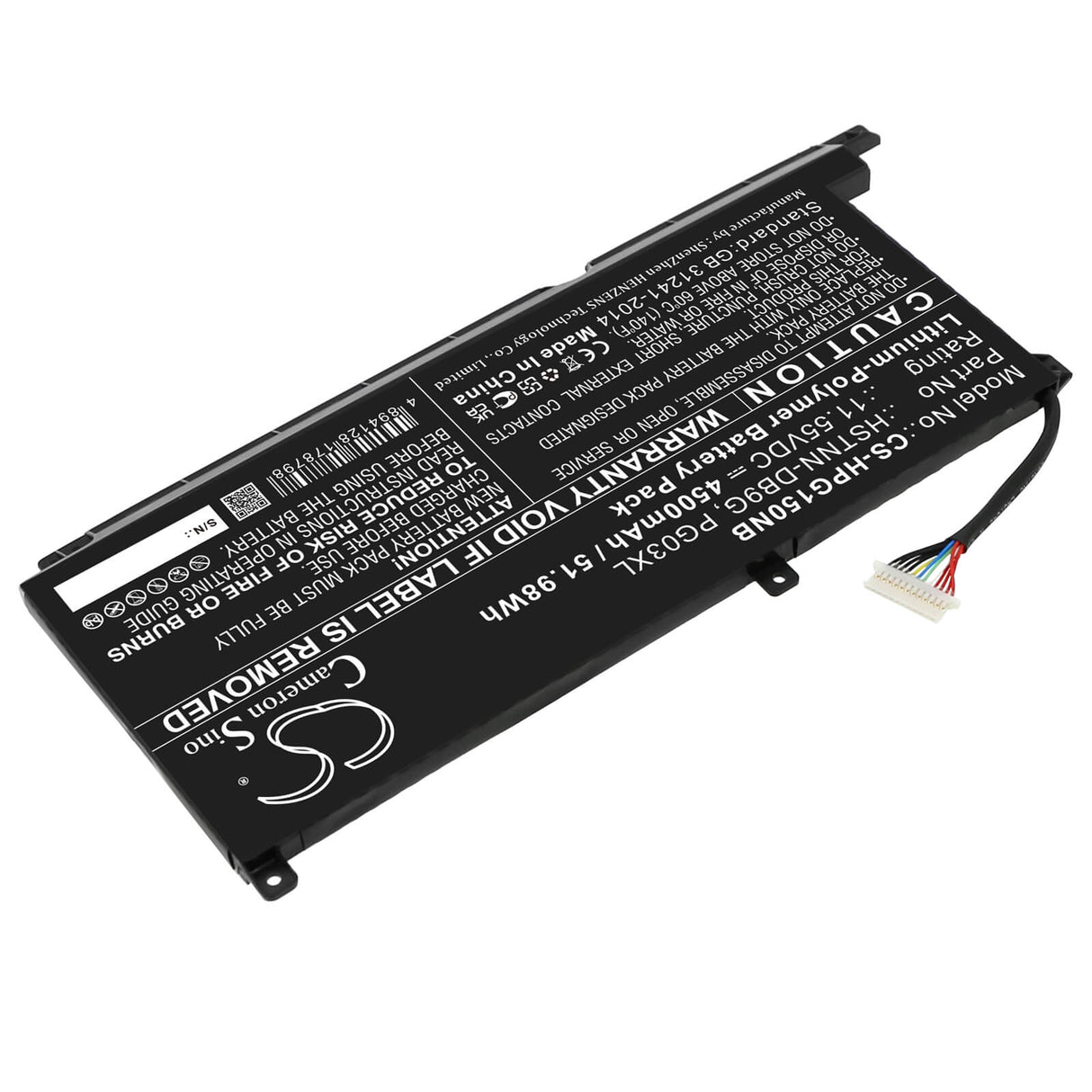 11.55v, Li-polymère, 4500mah, Batterie compatible avec HP Gaming Pavilion 15-dk0001ne, Gaming Pavilion 15-dk0009ng, 51.98wh Notebook, Laptop Cameron Sino Technology Limited