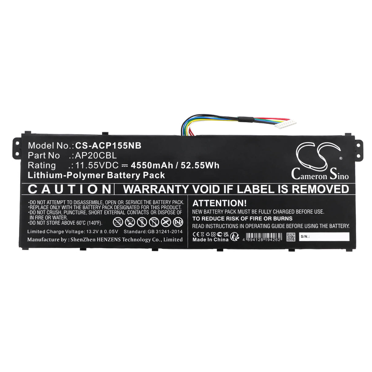 11.55v, Li-polymer, 4550mah, Battery Fits Acer, Aspie Vero Av15-51-31uk, Aspire 5 A515-45g-r00a, 52.55wh Notebook, Laptop Cameron Sino Technology Limited