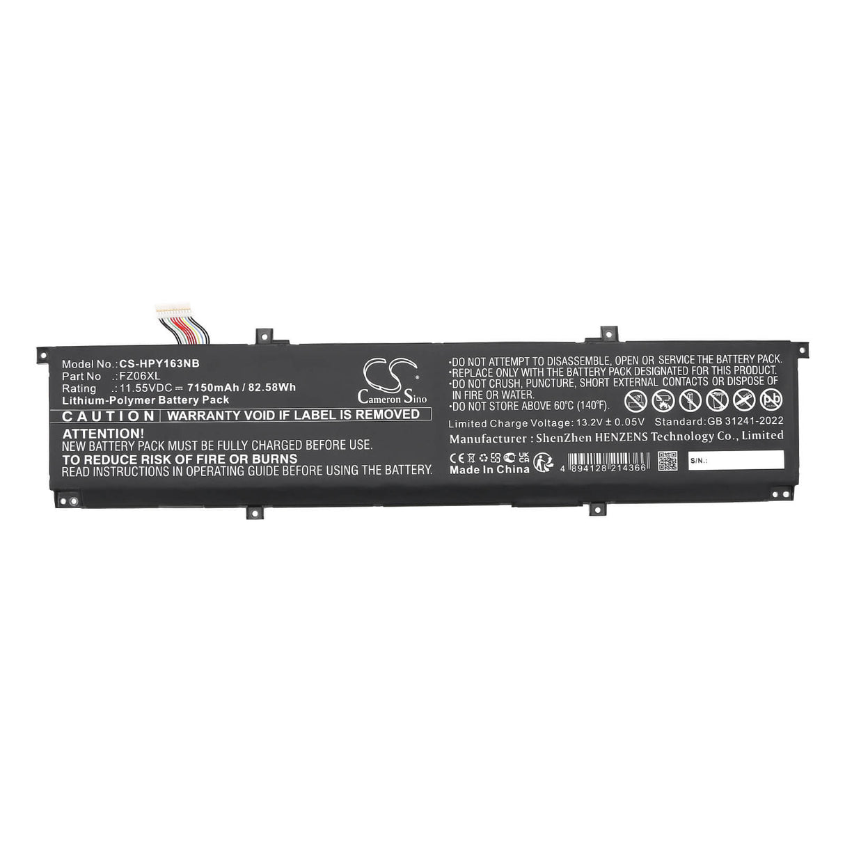 11.55V, Li-Polymer, 7150mAh, Notebook, battery fits Hp Envy X360 16-ac0003 Battery, 16-f0035nr, 16t-f000, 82.58Wh Notebook, Laptop Cameron Sino Technology Limited