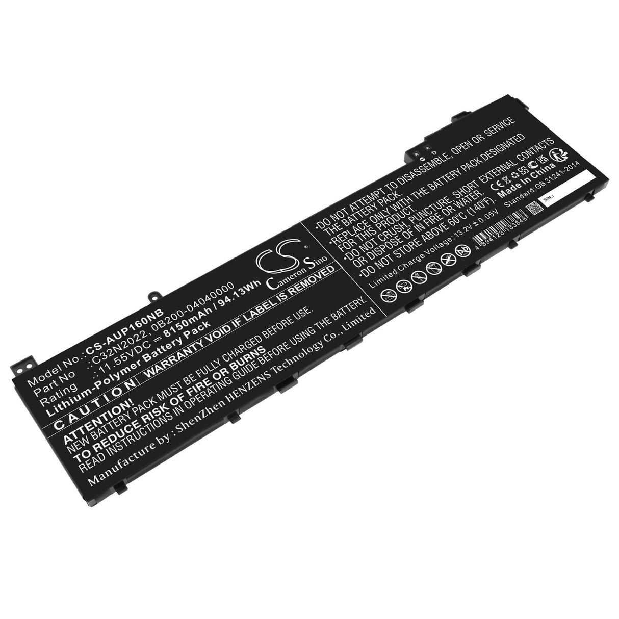 11.55v, Li-polymer, 8150mah, Battery Fits Asus, Vivobook Pro 16x M7600, Vivobook Pro 16x M7600qe-l2014, 94.13wh Notebook, Laptop Cameron Sino Technology Limited