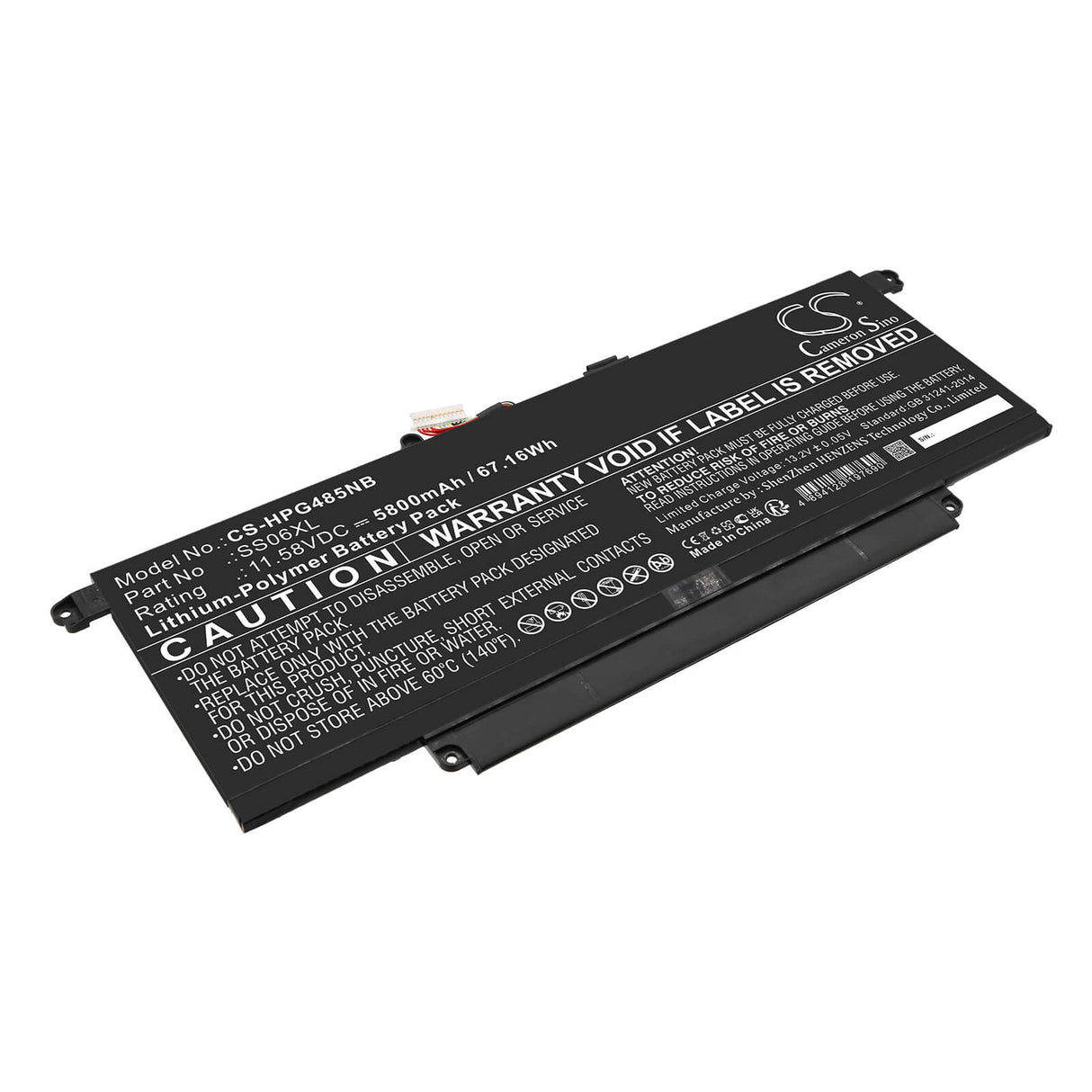 11.58v, Li-ion, 5800mah, Battery Fits Hp, Dragonfly G4, Dragonfly G4 818w2ea, 67.16wh Notebook, Laptop Cameron Sino Technology Limited