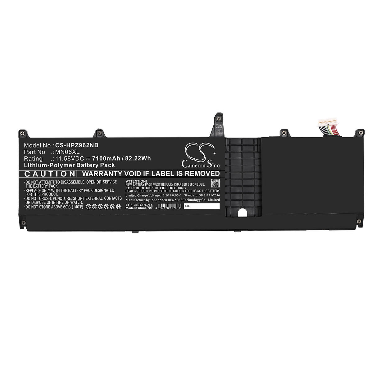 11.58v, Li-ion, 7100mah, Battery Fits Hp, Zbook Studio G9, Zbook Studio G9 62u27ea, 82.22wh Notebook, Laptop Cameron Sino Technology Limited