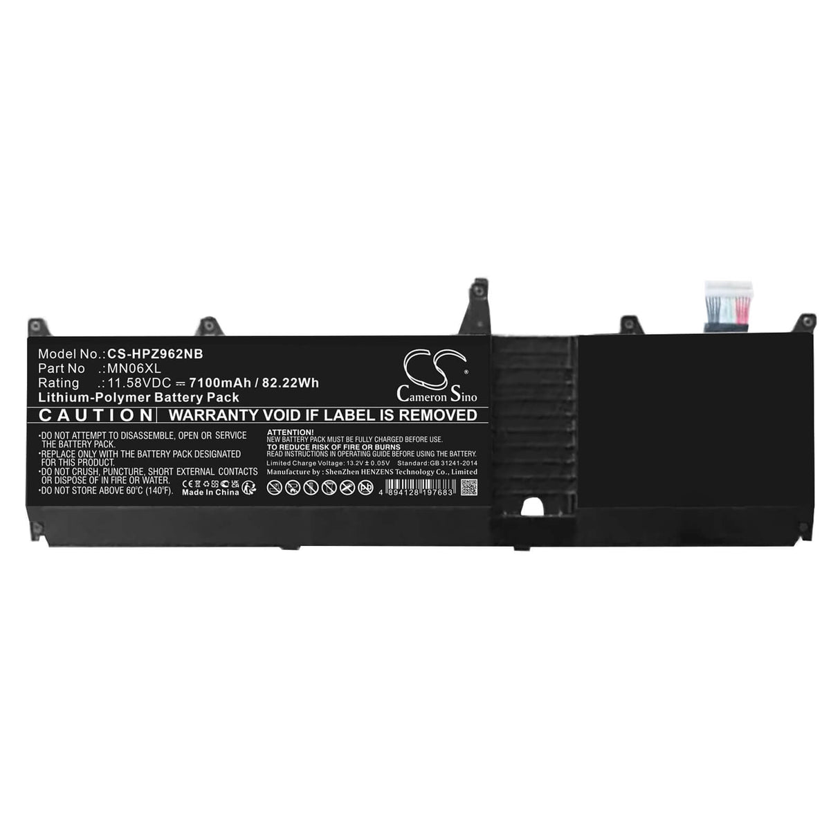 11.58v, Li-ion, 7100mah, Battery Fits Hp, Zbook Studio G9, Zbook Studio G9 62u27ea, 82.22wh Notebook, Laptop Cameron Sino Technology Limited