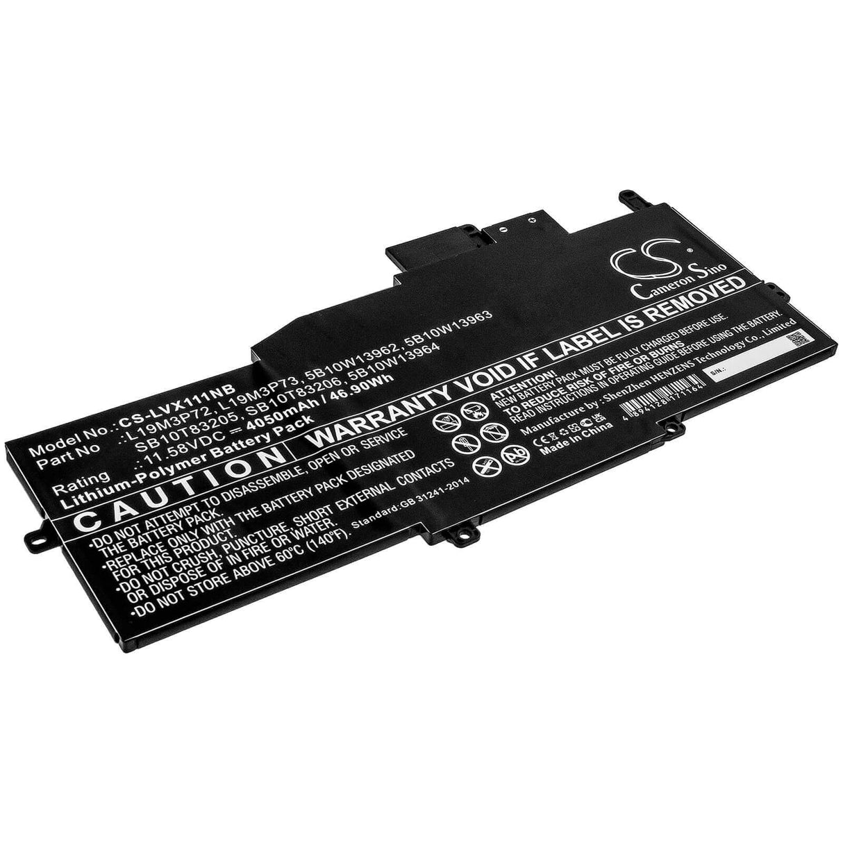 11.58v, Li-polymer, 4050mah, Battery Fit's Lenovo, Thinkpad X1 Nano, 46.90wh Notebook, Laptop Cameron Sino Technology Limited