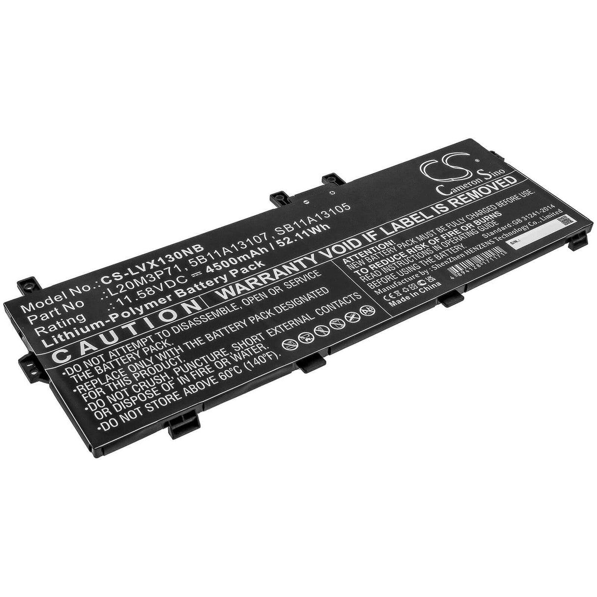 11.58v, Li-polymer, 4500mah, Battery Fit's Lenovo, Thinkpad X13 Yoga G2, Thinkpad X13 Yoga G2 20w80007z, Thinkpad X13 Yoga G2 20 Notebook, Laptop Cameron Sino Technology Limited