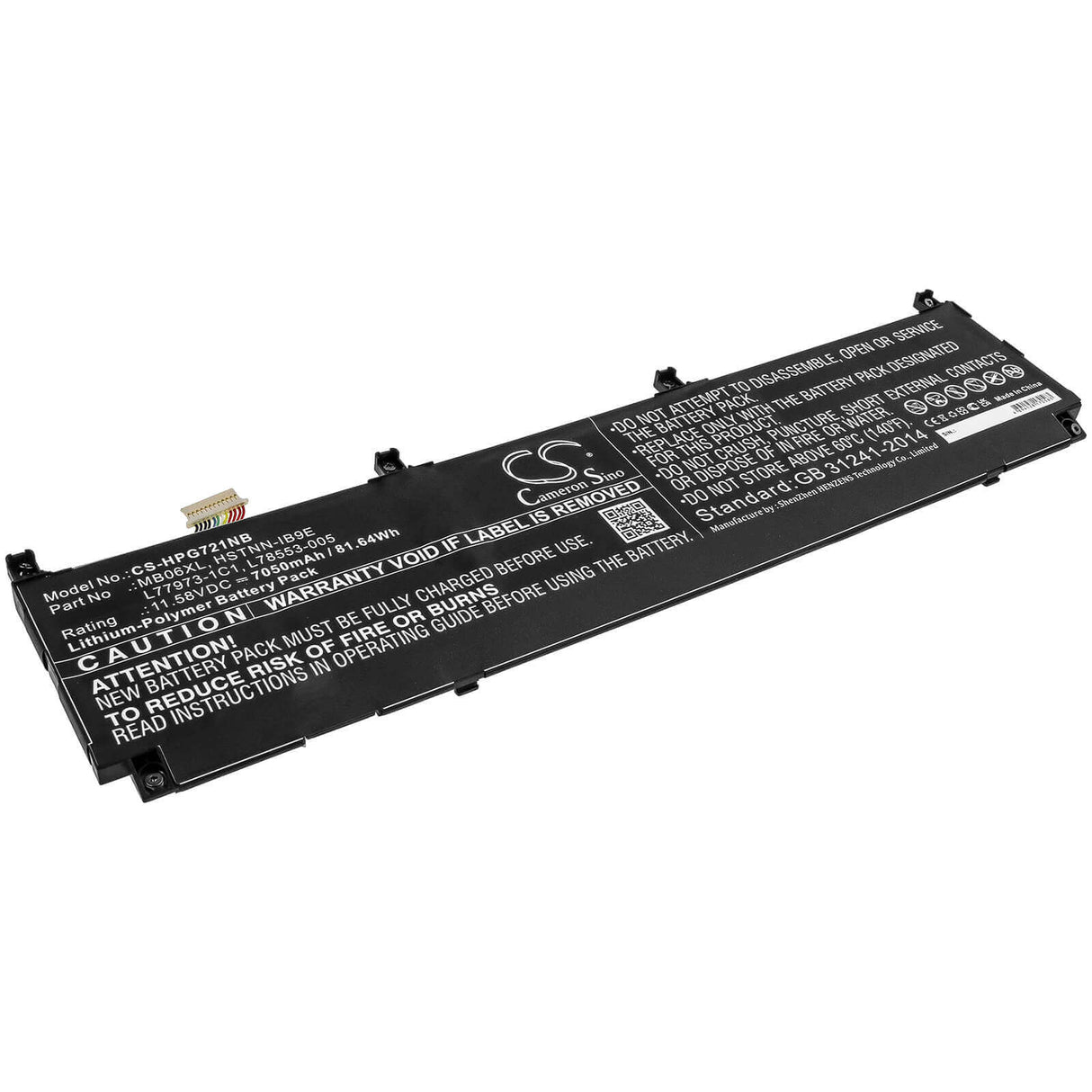 11.58v, Li-polymer, 7050mah, Battery Fit's Hp, Zbook Create G7, Zbook Studio G7, Zbook Studio G7 1j3r6ea, 81.64wh Notebook, Laptop Cameron Sino Technology Limited