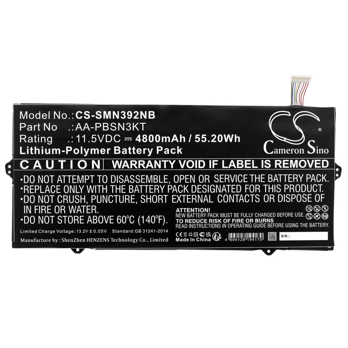 11.5v, Li-polymer, 4800mah, Battery Fits Samsung, 730mbe, Notebook 7 Np730xbe, 55.20wh Notebook, Laptop Cameron Sino Technology Limited