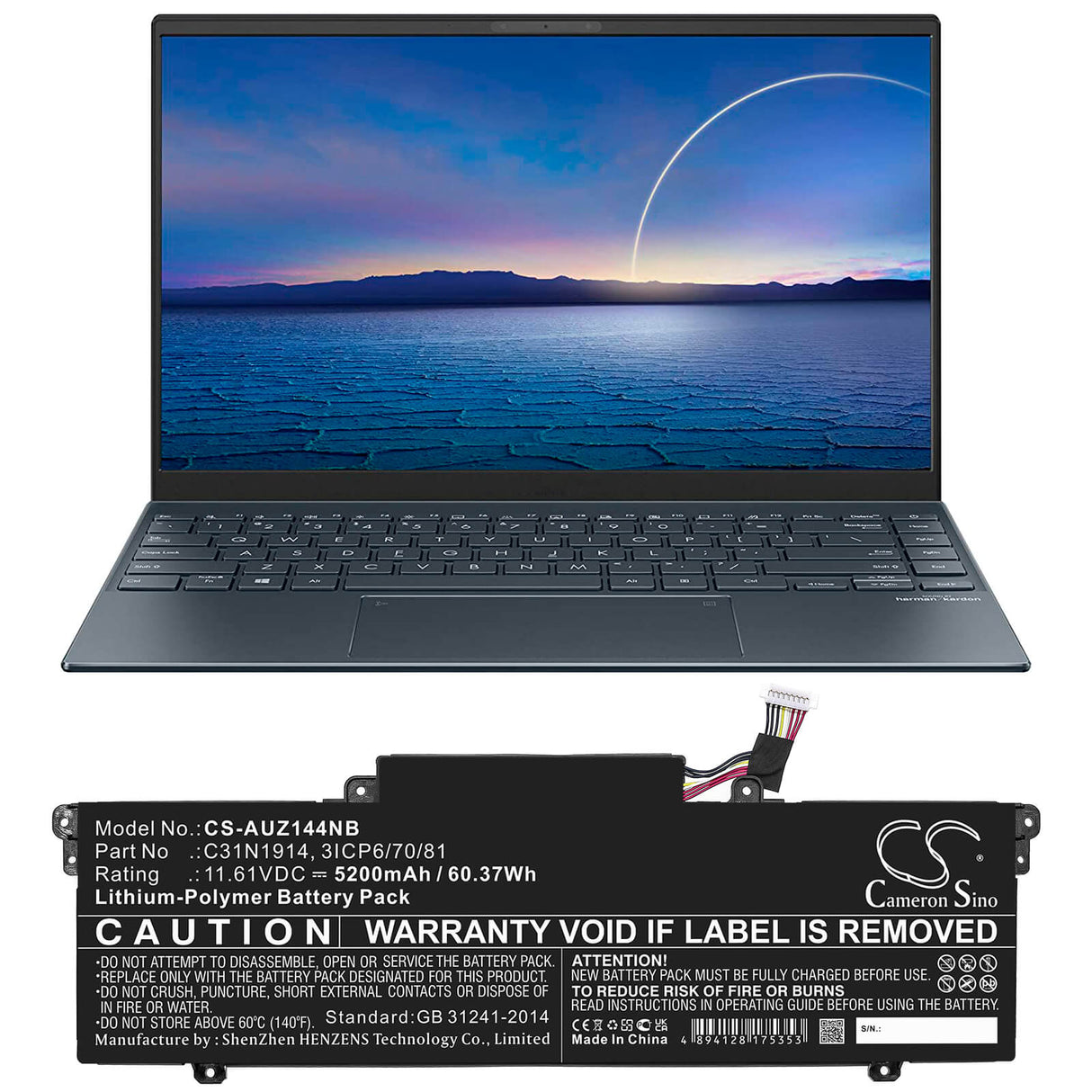 11.61v, Li-polymer, 5200mah, Battery Fits Asus, Expertbook B7 Flip B7402fea, Ux425qa, 60.37wh Notebook, Laptop Cameron Sino Technology Limited