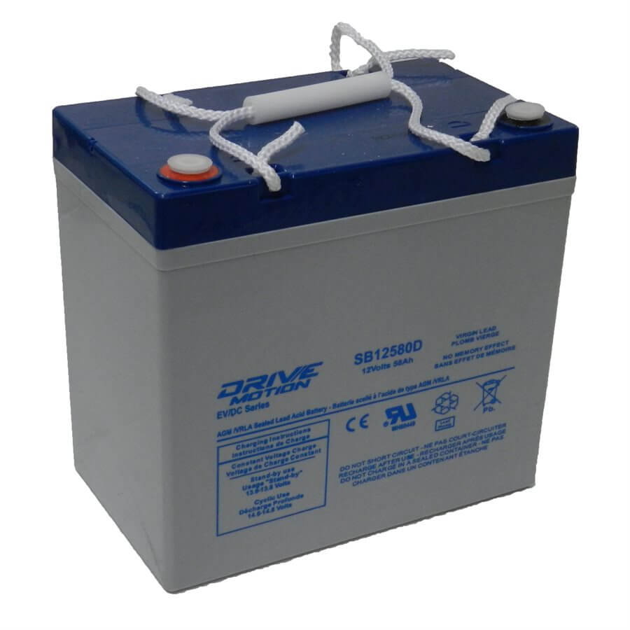 Battery for SB12580D EV/DC Series – 12V 58Ah AGM Deep Cycle Battery, Group 22NF Sealed Lead Acid (Special) DriveMotion