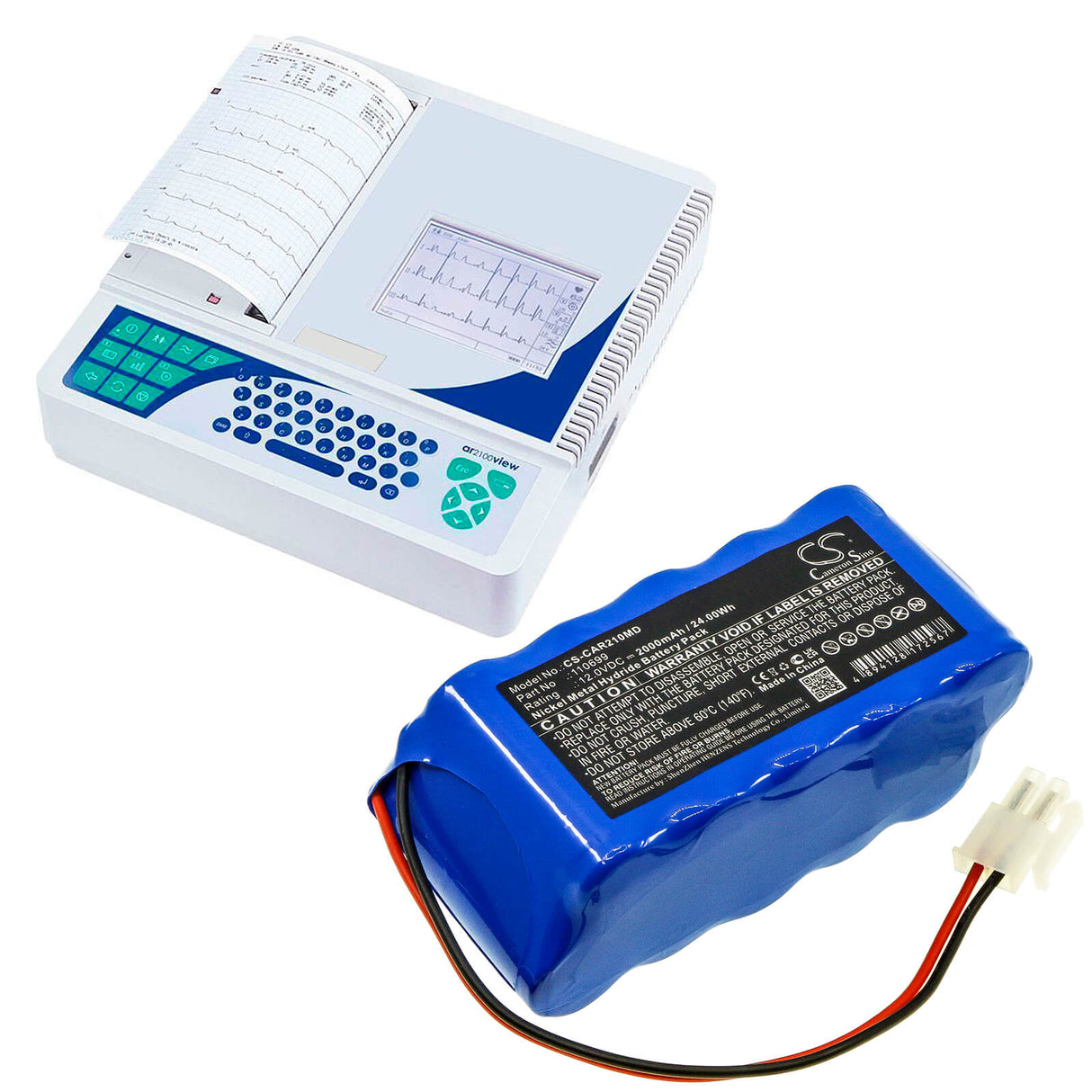 12.0V, Ni-MH, 2000mAh, Medical battery fits Cardioline, 110699, Cardiette Ecg Recorder Ar1200, Ecg 200s, 24.00Wh Medical Cameron Sino Technology Limited (Medical)