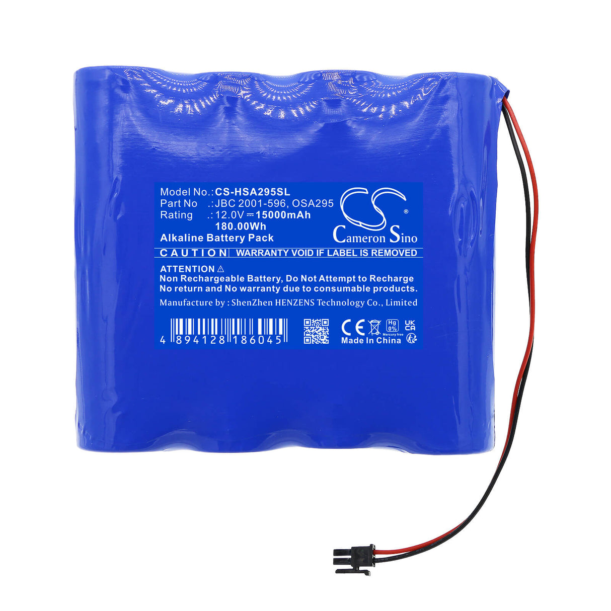 12,0v, Alcaline, 15000mah, Batterie d'équipement compatible avec Hart Intercivic, Démo Eslate, 180,00wh Équipement, Enquête, Test Cameron Sino Technology Limited